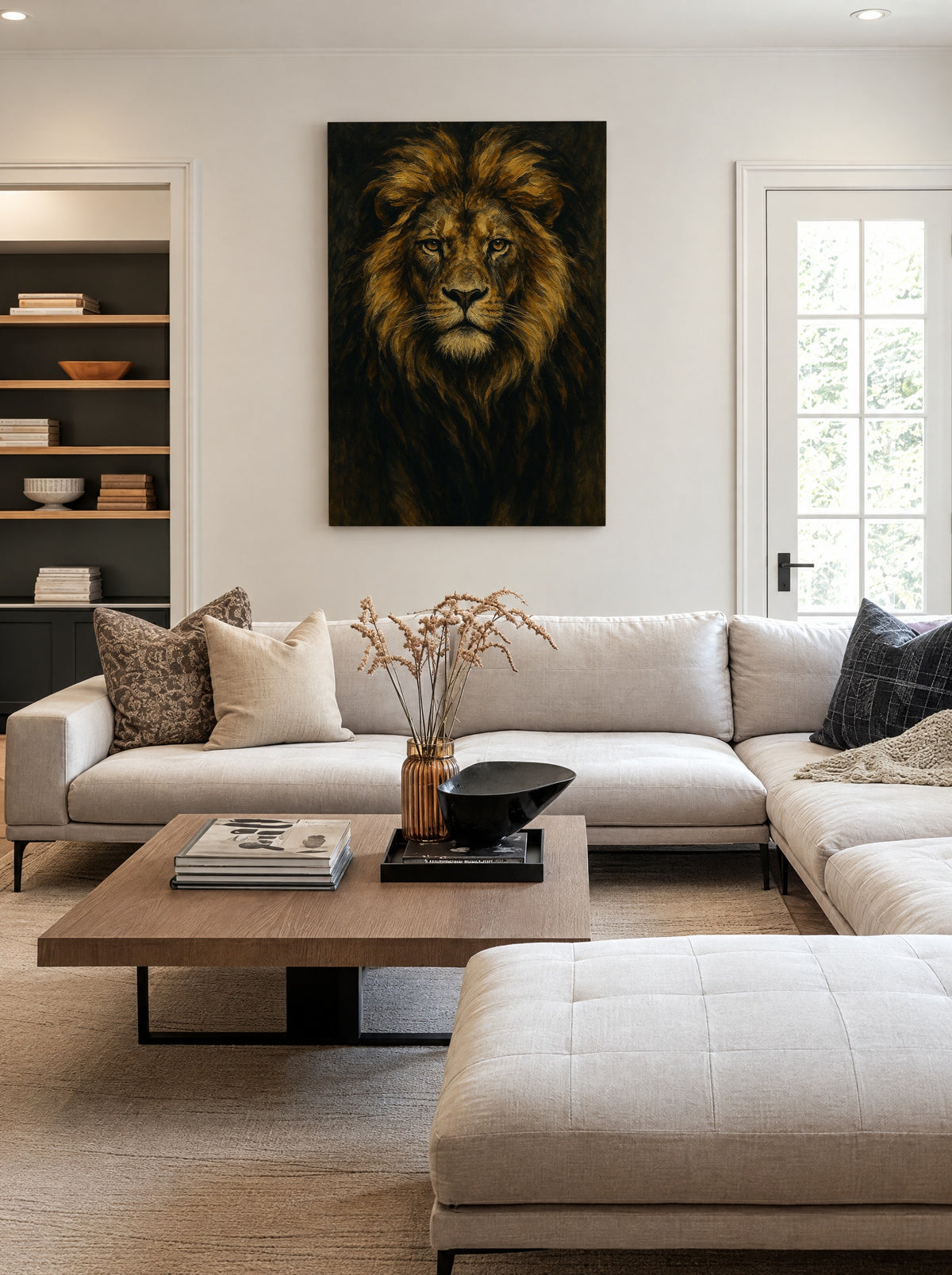 Majestueuze Leeuw Portret als canvas zonder lijst aan de muur