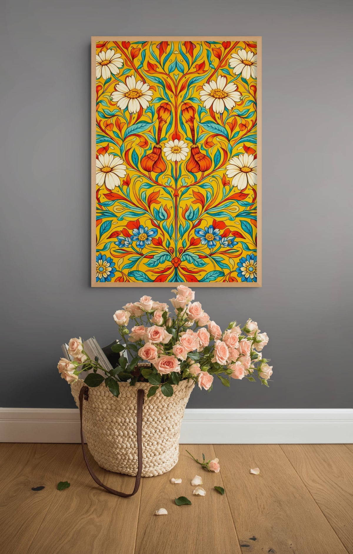 Margrieten op Gouden Achtergrond Schilderij