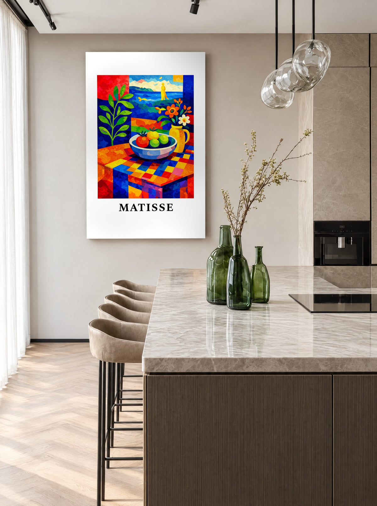 Mediterrane Droomtafel als canvas zonder lijst aan de muur