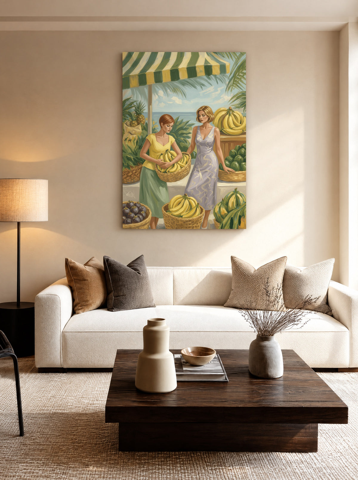 Mediterranean Market als canvas zonder lijst aan de muur