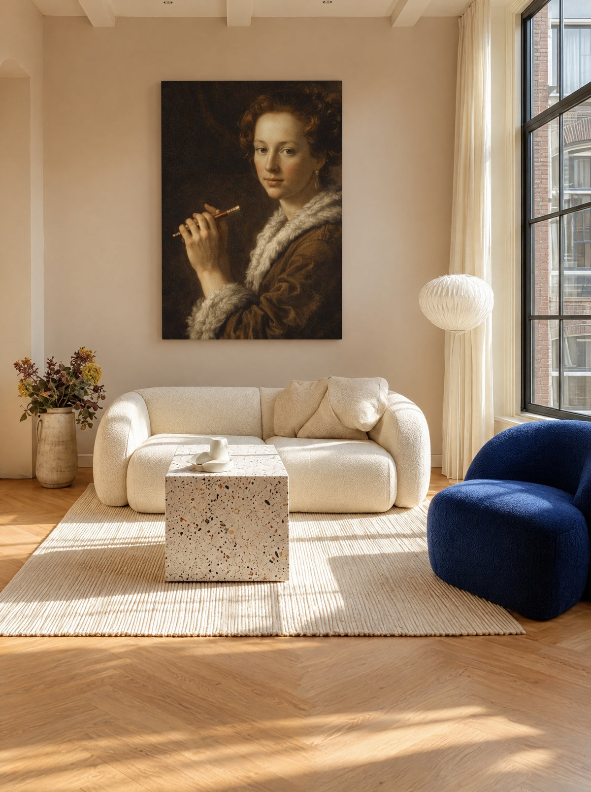 Meisje met de Fluit als canvas zonder lijst aan de muur