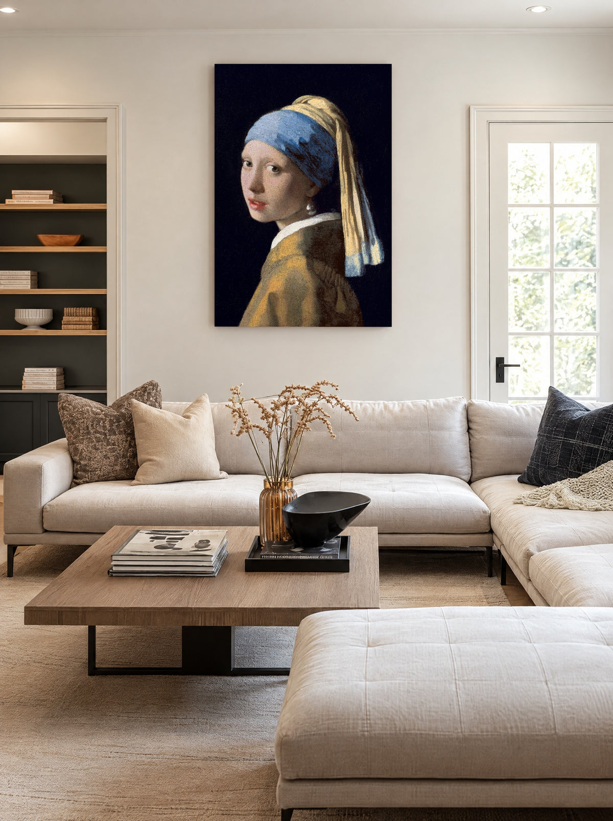 Meisje met de Parel als canvas zonder lijst aan de muur