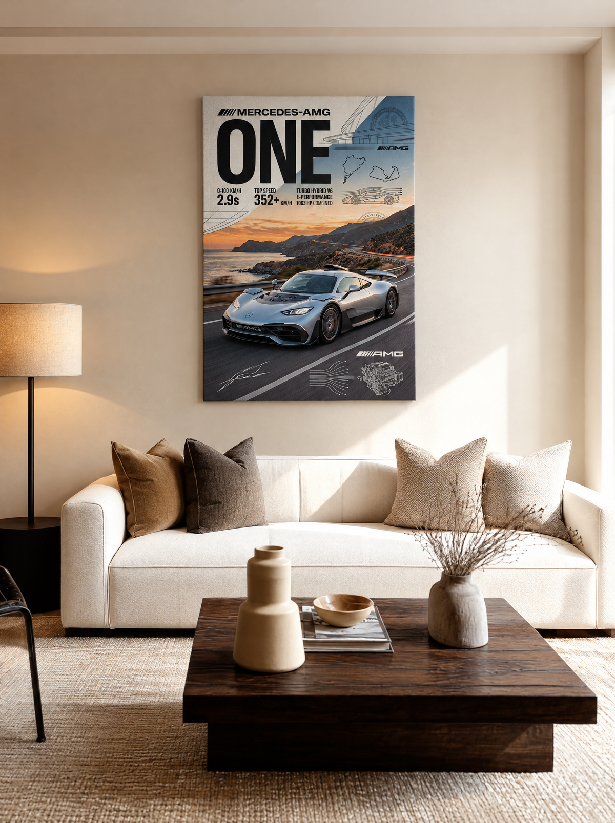 Mercedes-AMG One als canvas zonder lijst aan de muur