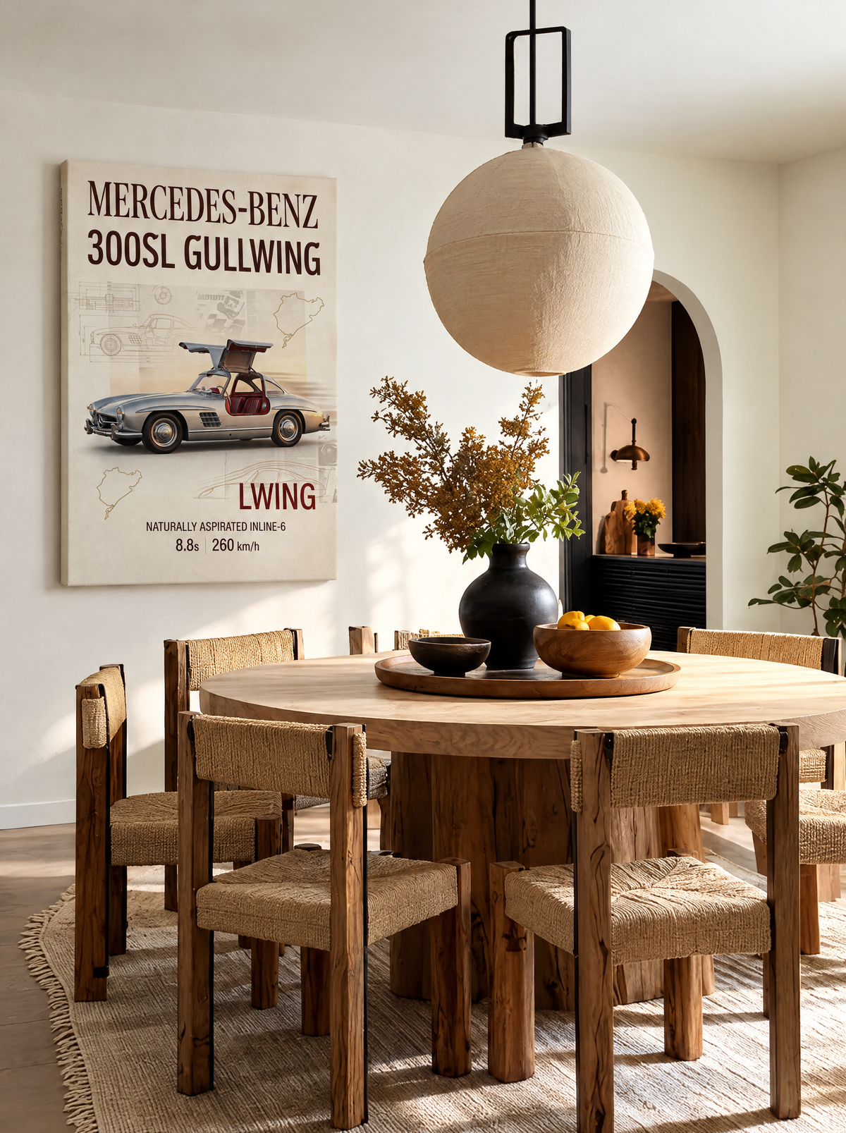 Mercedes-Benz 300SL Gullwing als canvas zonder lijst aan de muur
