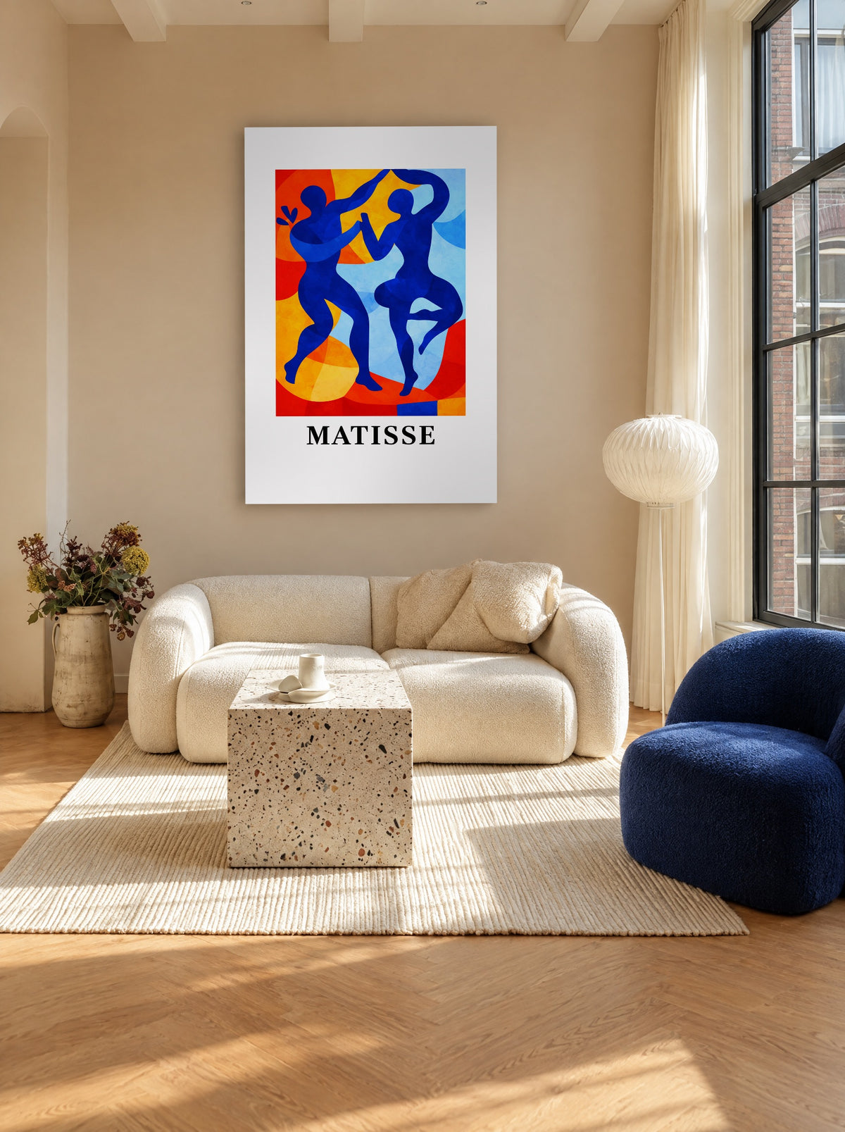 Middernacht Tango in Kobaltblauw als canvas zonder lijst aan de muur