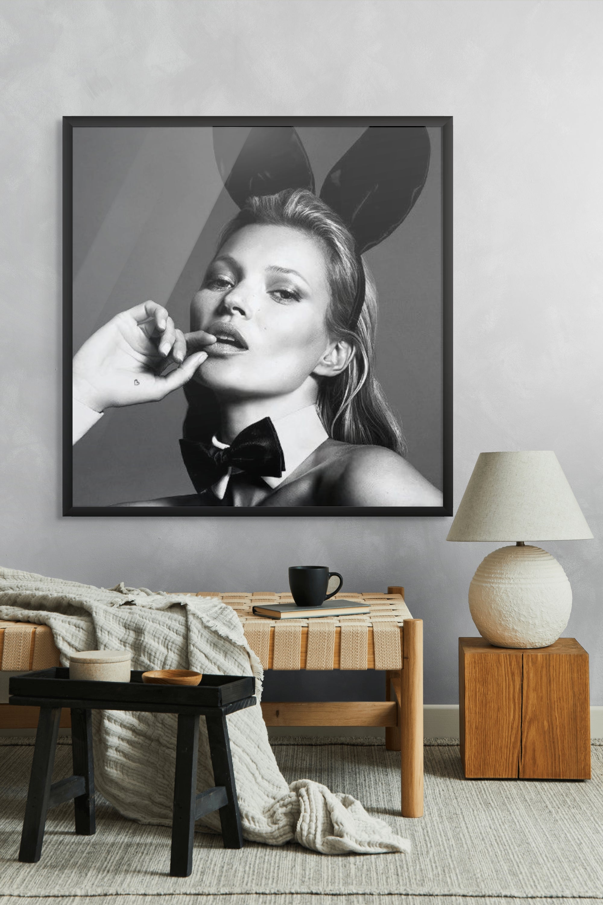 Middernacht met Konijnenoren Wanddecoratie – Schattig Kinderkamer Canvas Print