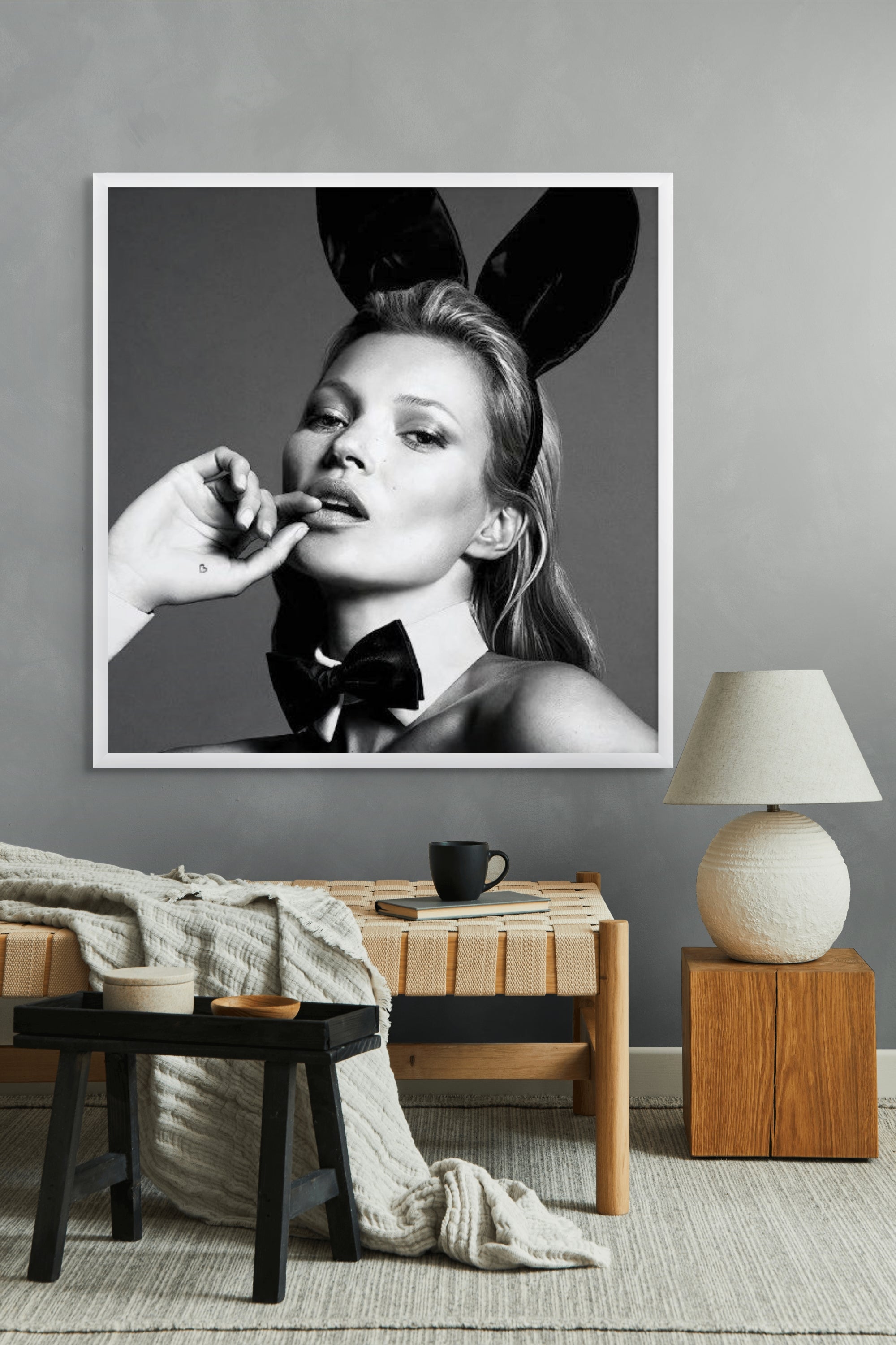 Middernacht met Konijnenoren Wanddecoratie – Schattig Kinderkamer Canvas Print