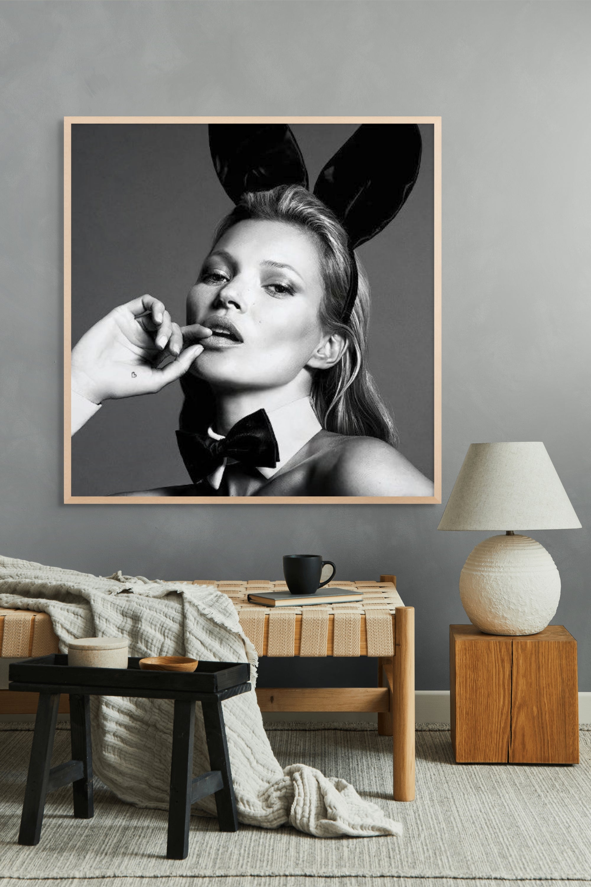 Middernacht met Konijnenoren Wanddecoratie – Schattig Kinderkamer Canvas Print