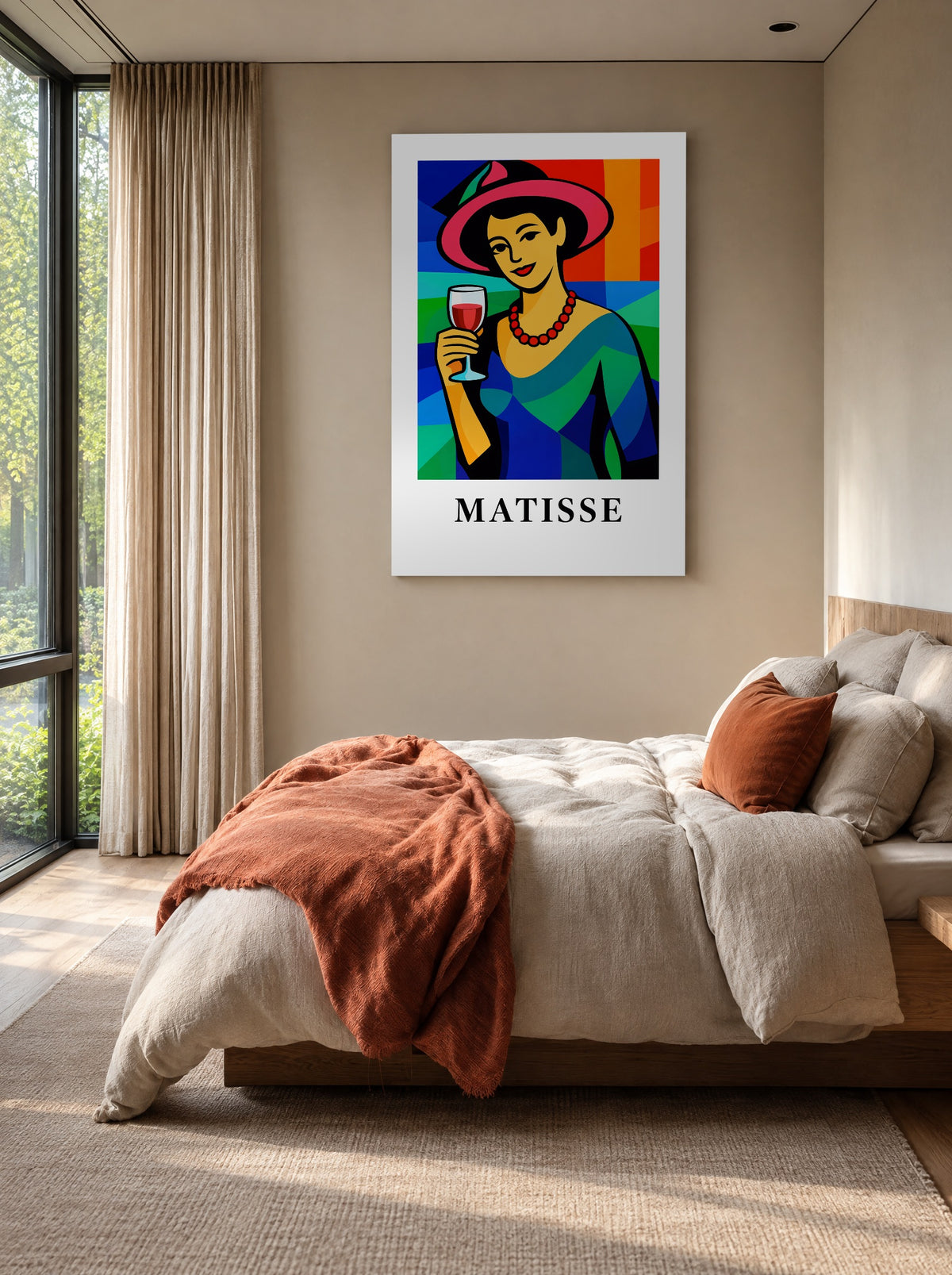 Midnight Toast met Kersenrood als canvas zonder lijst aan de muur