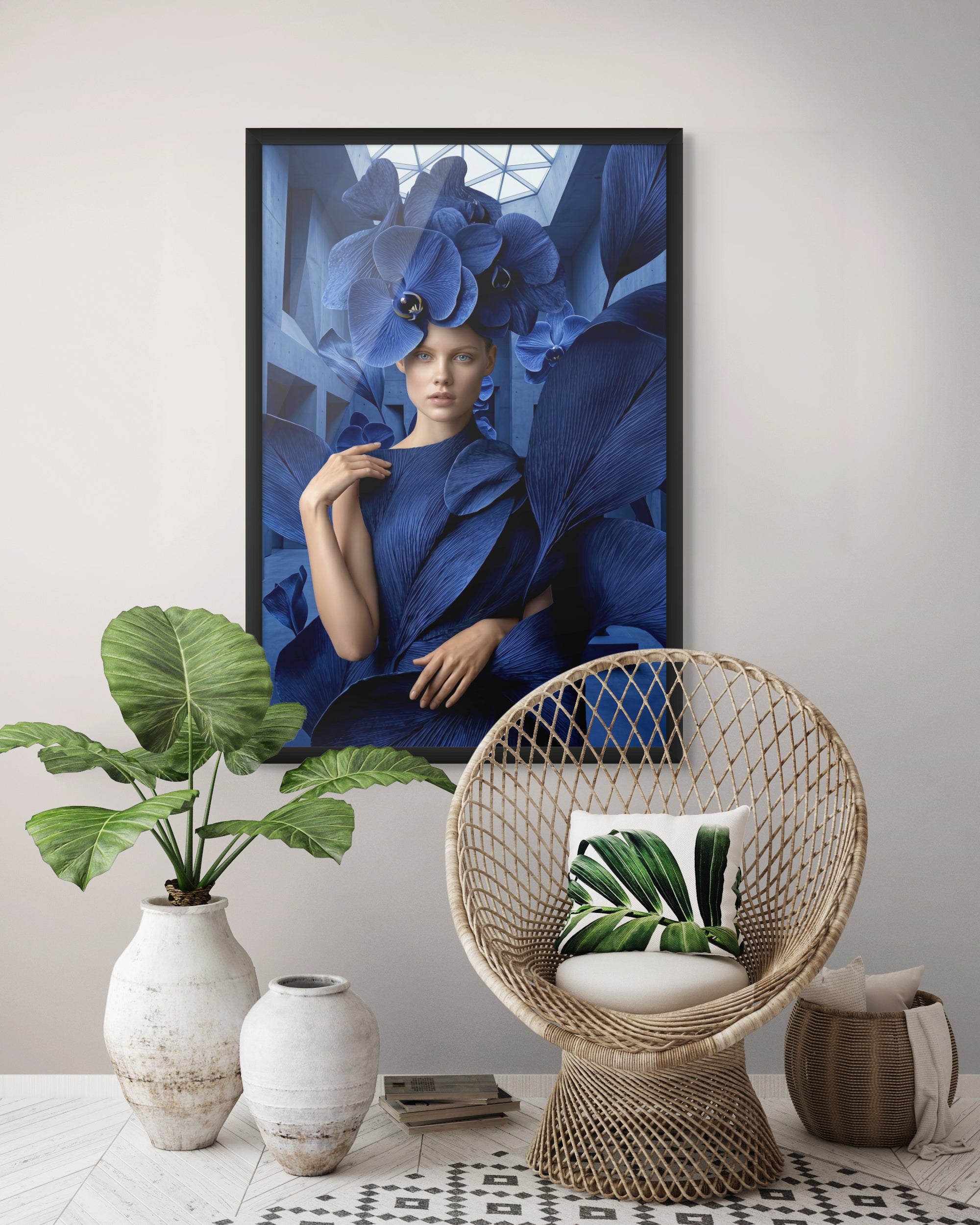Midnight Orchid Muse – Wandbild auf Leinwand, Aluminium oder Poster
