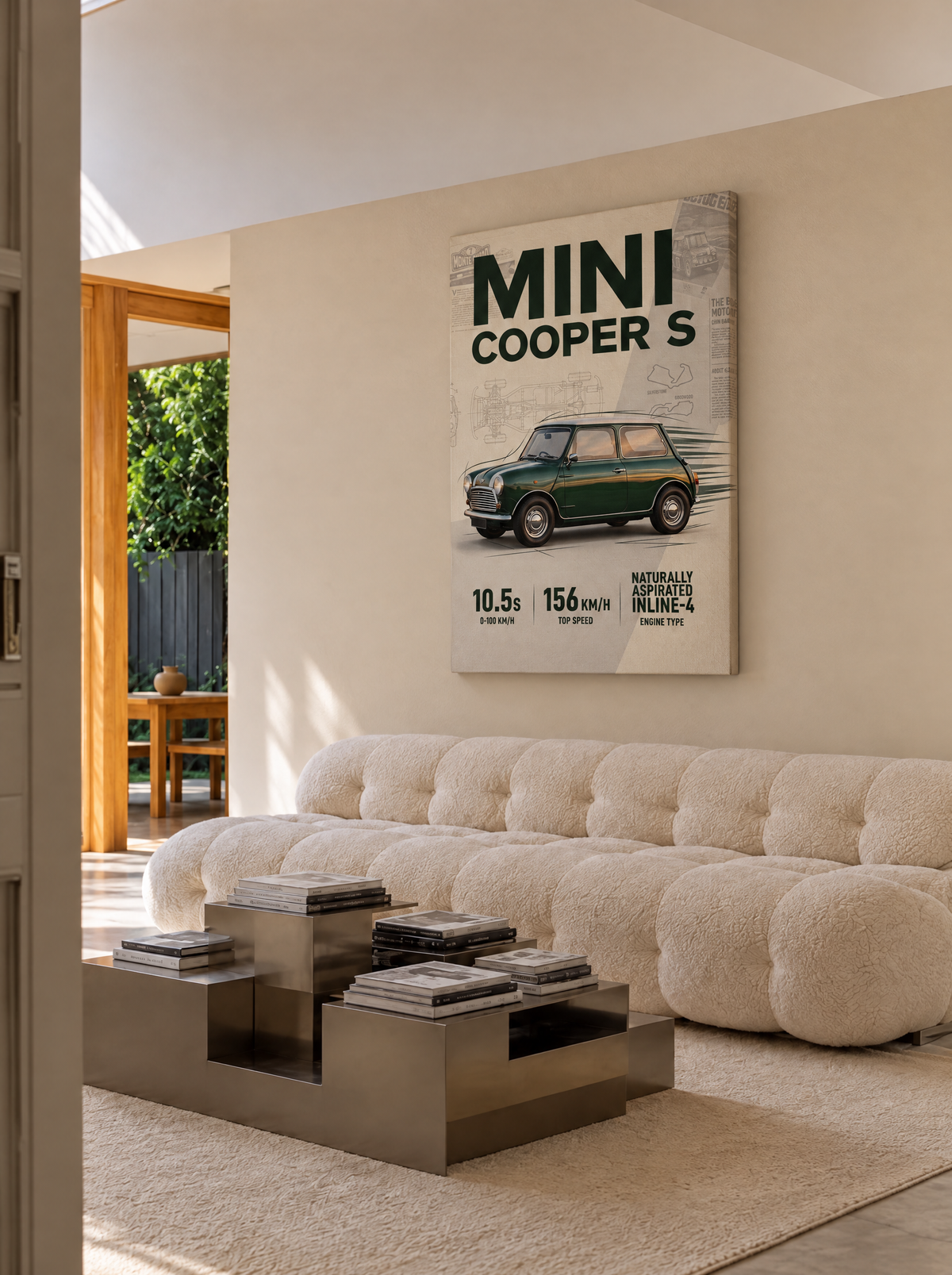 Mini Cooper S (Classic) als canvas zonder lijst aan de muur