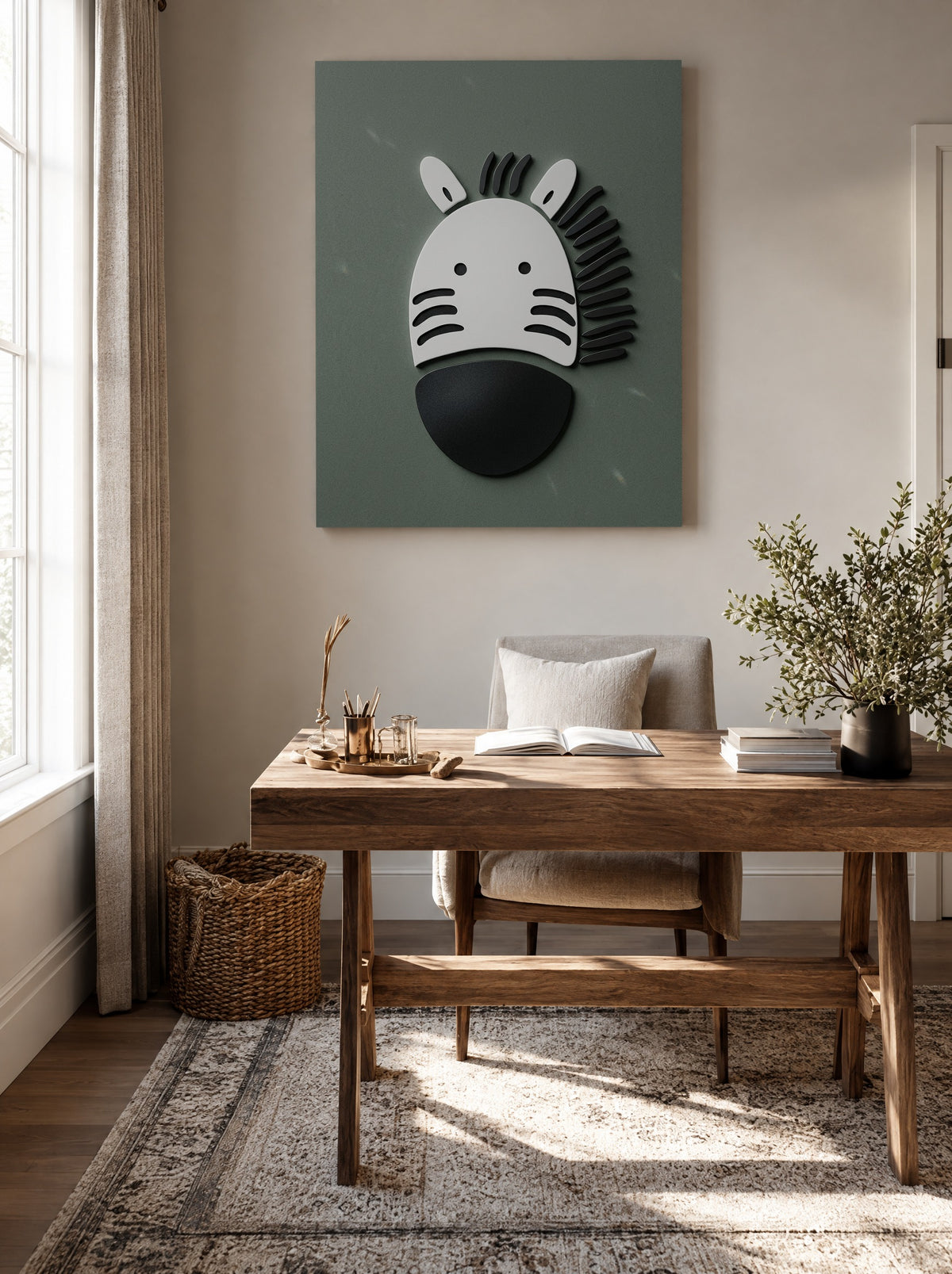 Minimalistische Zebra Harmonie als canvas zonder lijst aan de muur