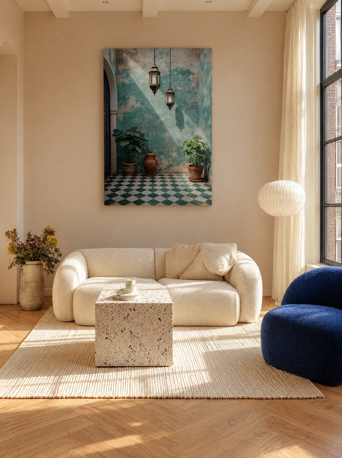 Mintgroene Medina Droom als canvas zonder lijst aan de muur