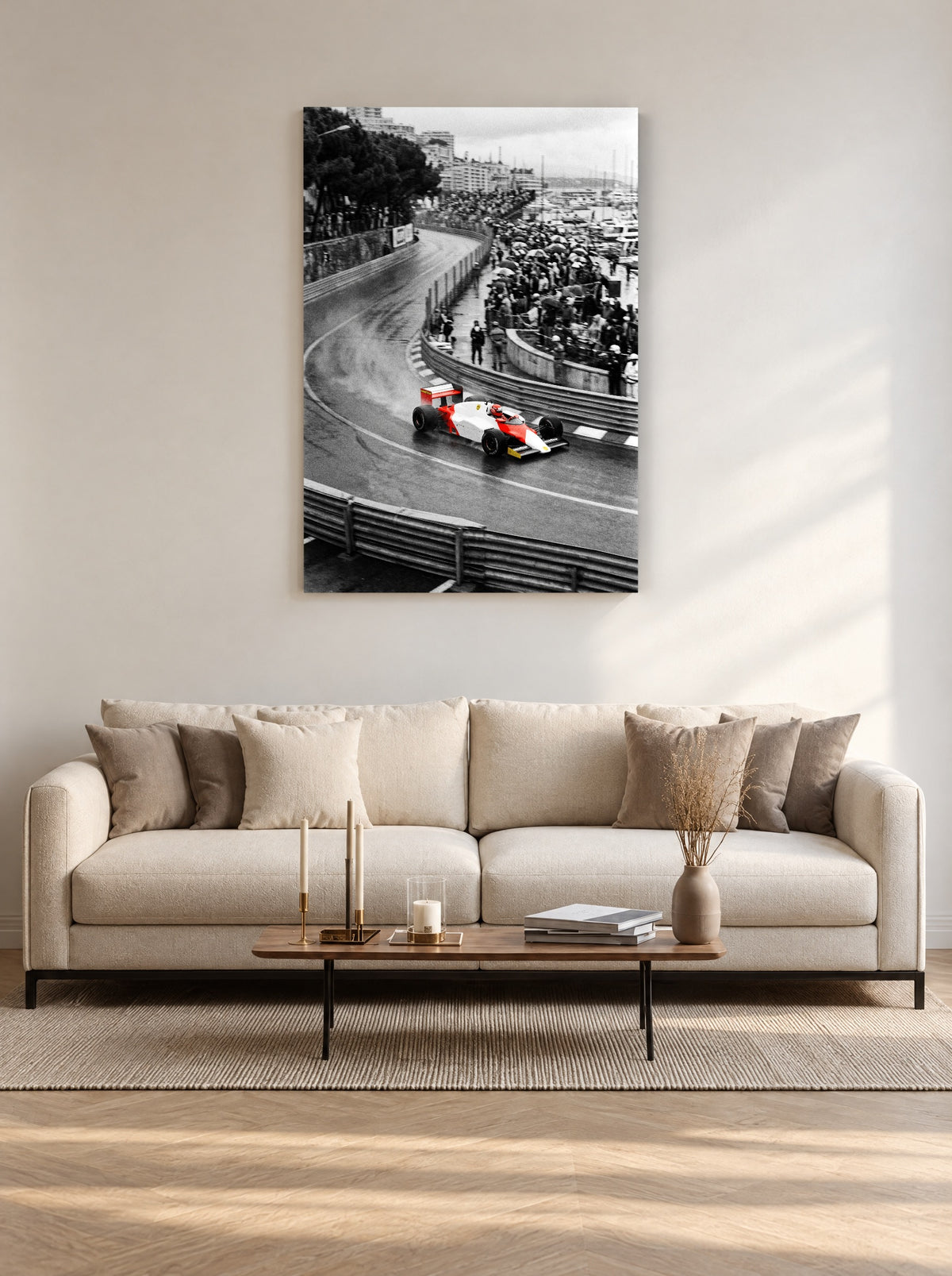 Monaco in de Regen als canvas zonder lijst aan de muur