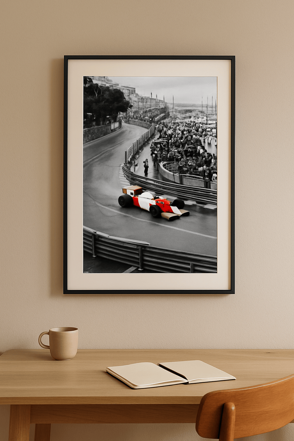 Monaco in de Regen Schilderij — sfeerbeeld in interieur
