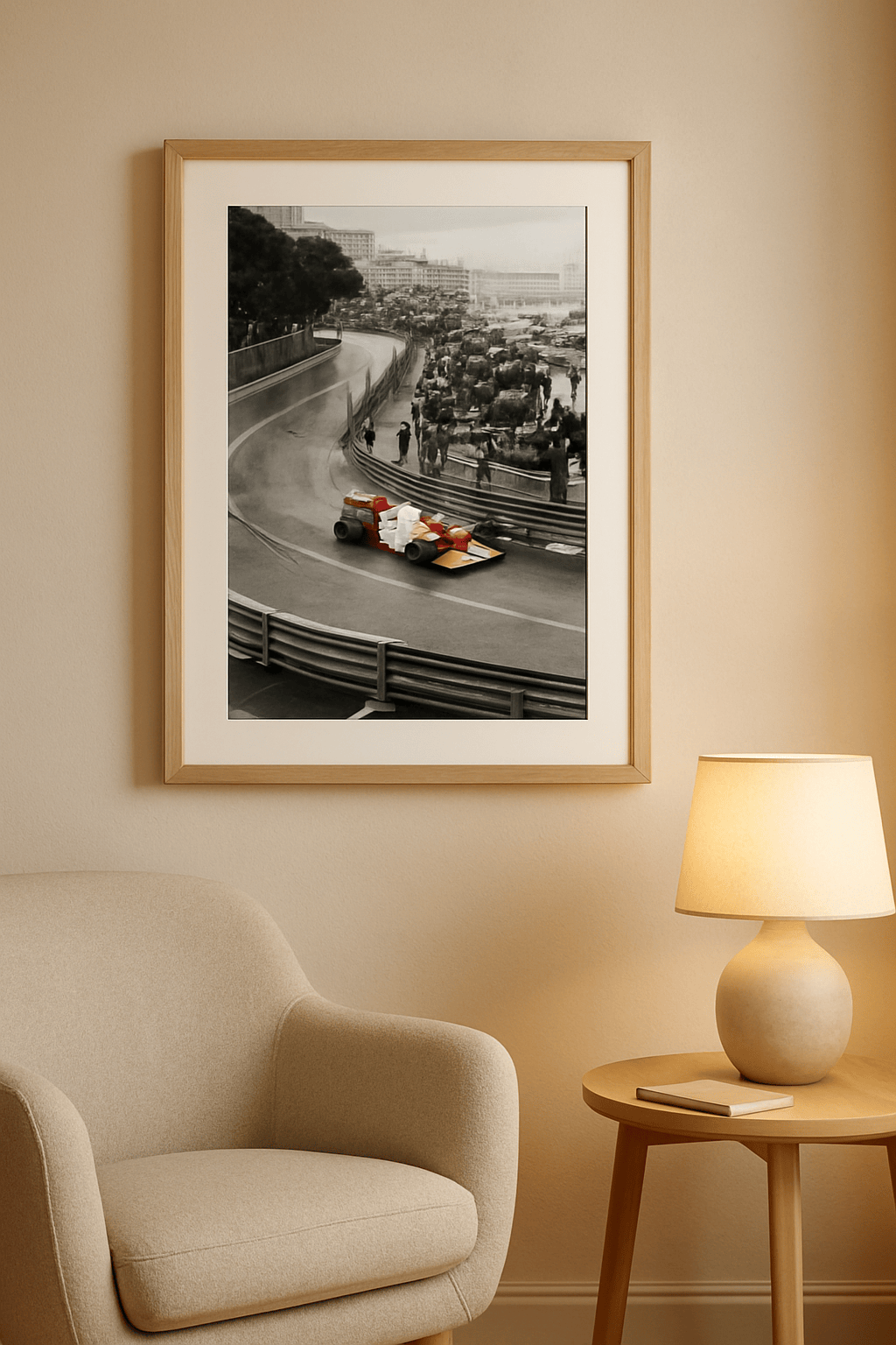 Monaco in de Regen Schilderij — sfeerbeeld in interieur