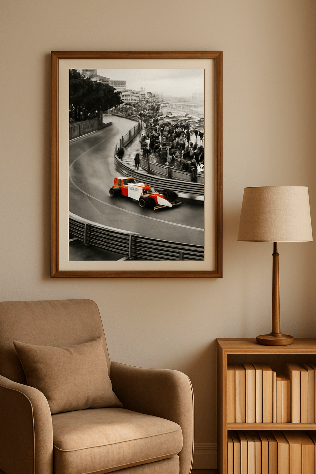 Monaco in de Regen Schilderij — sfeerbeeld in interieur