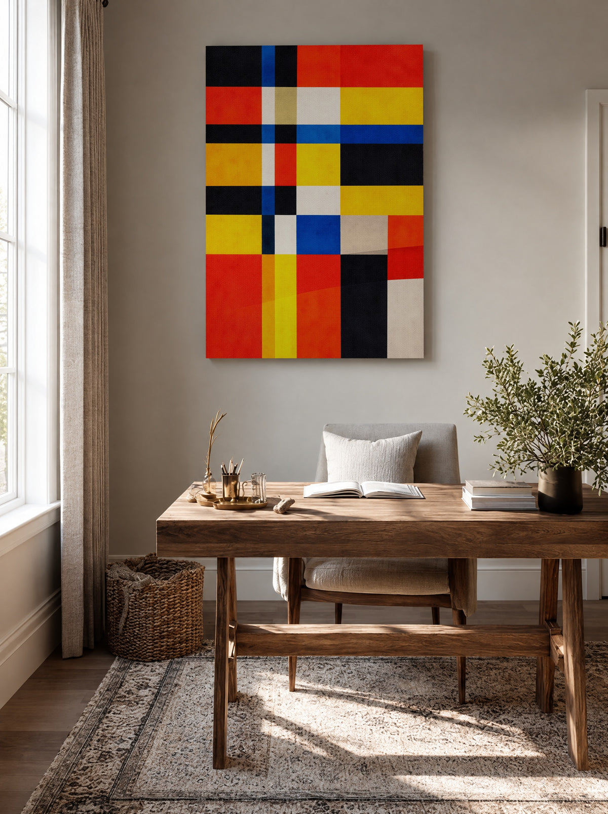 Mondriaan op Vakantie als canvas zonder lijst aan de muur