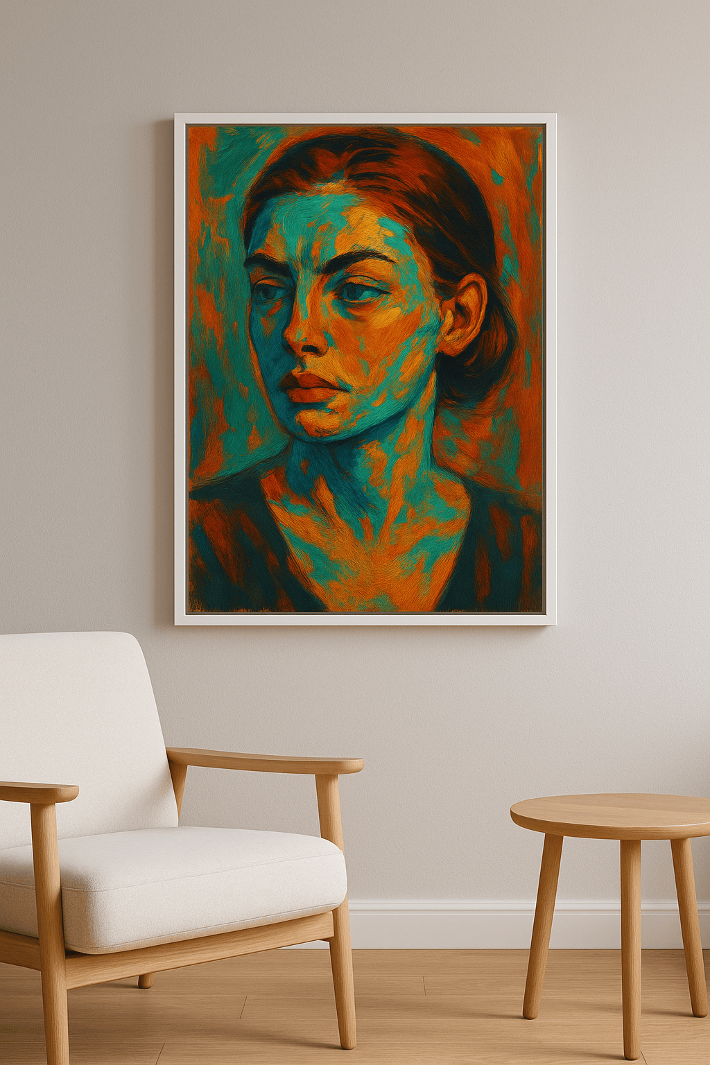 Neon Diva Boulevard wanddecoratie in interieur, witte lijst