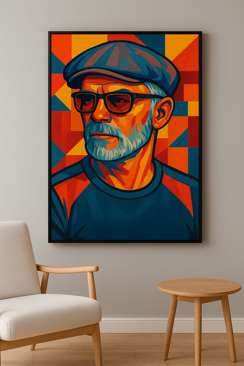 Captain Coolshade wanddecoratie in interieur, zwarte lijst