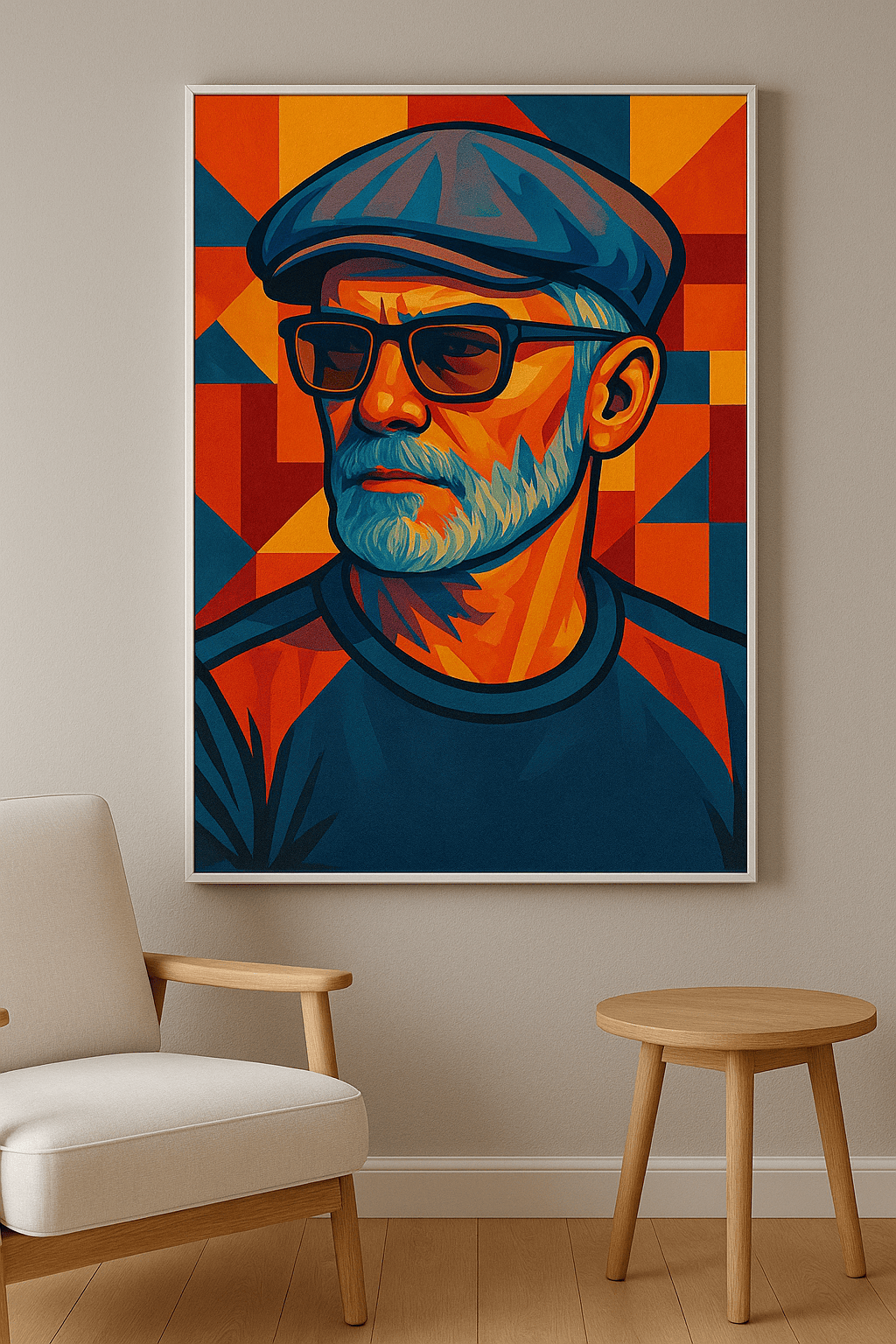 Captain Coolshade wanddecoratie in interieur, witte lijst