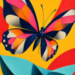 Nachtblauwe Vlinder boven Turquoise Vouw popart canvas schilderij