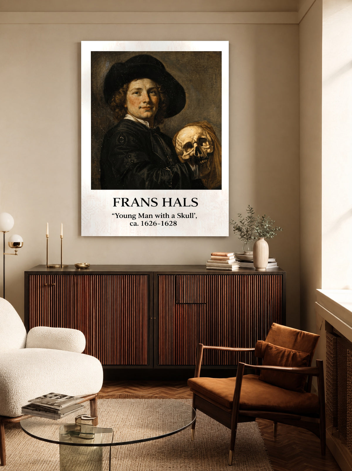 Nachtblik met Vergeten Tijd als canvas zonder lijst aan de muur