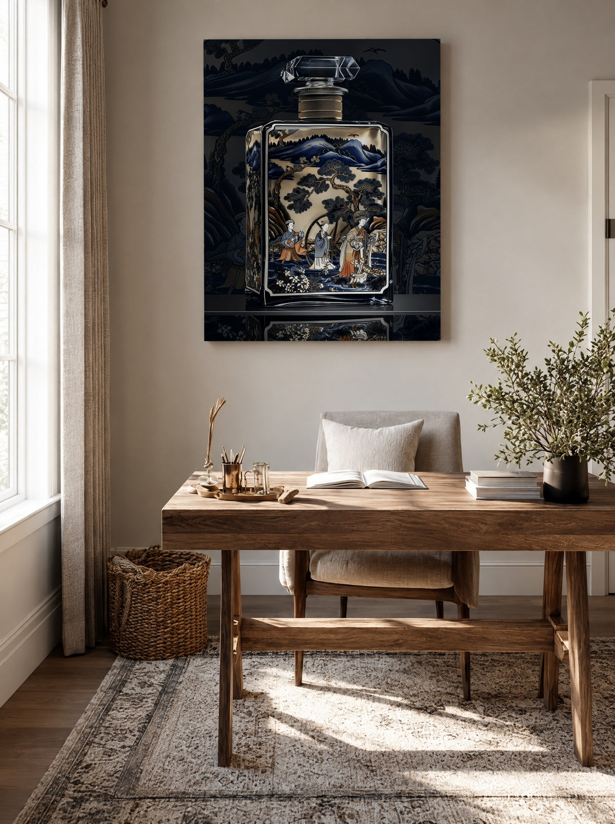 Nachtschaduw in Porselein als canvas zonder lijst aan de muur
