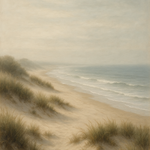 Rustige kust met duinen en zee wanddecoratie