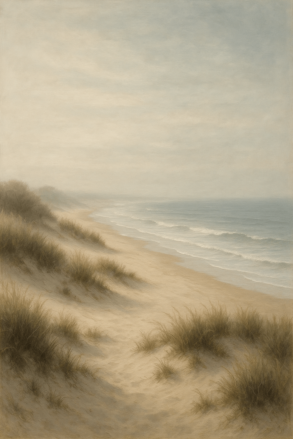 Rustige kust met duinen en zee wanddecoratie