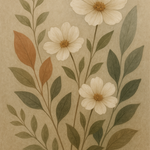 Botanische bloemen in aardetinten wanddecoratie