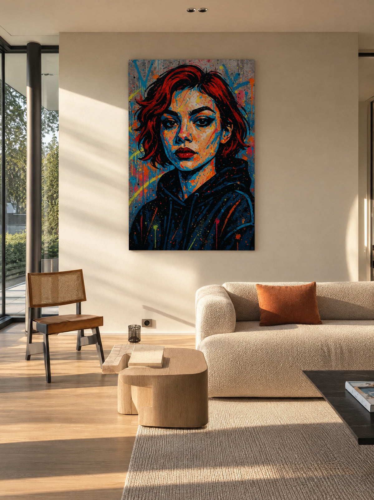 Neon Icon Unleashed als canvas zonder lijst aan de muur