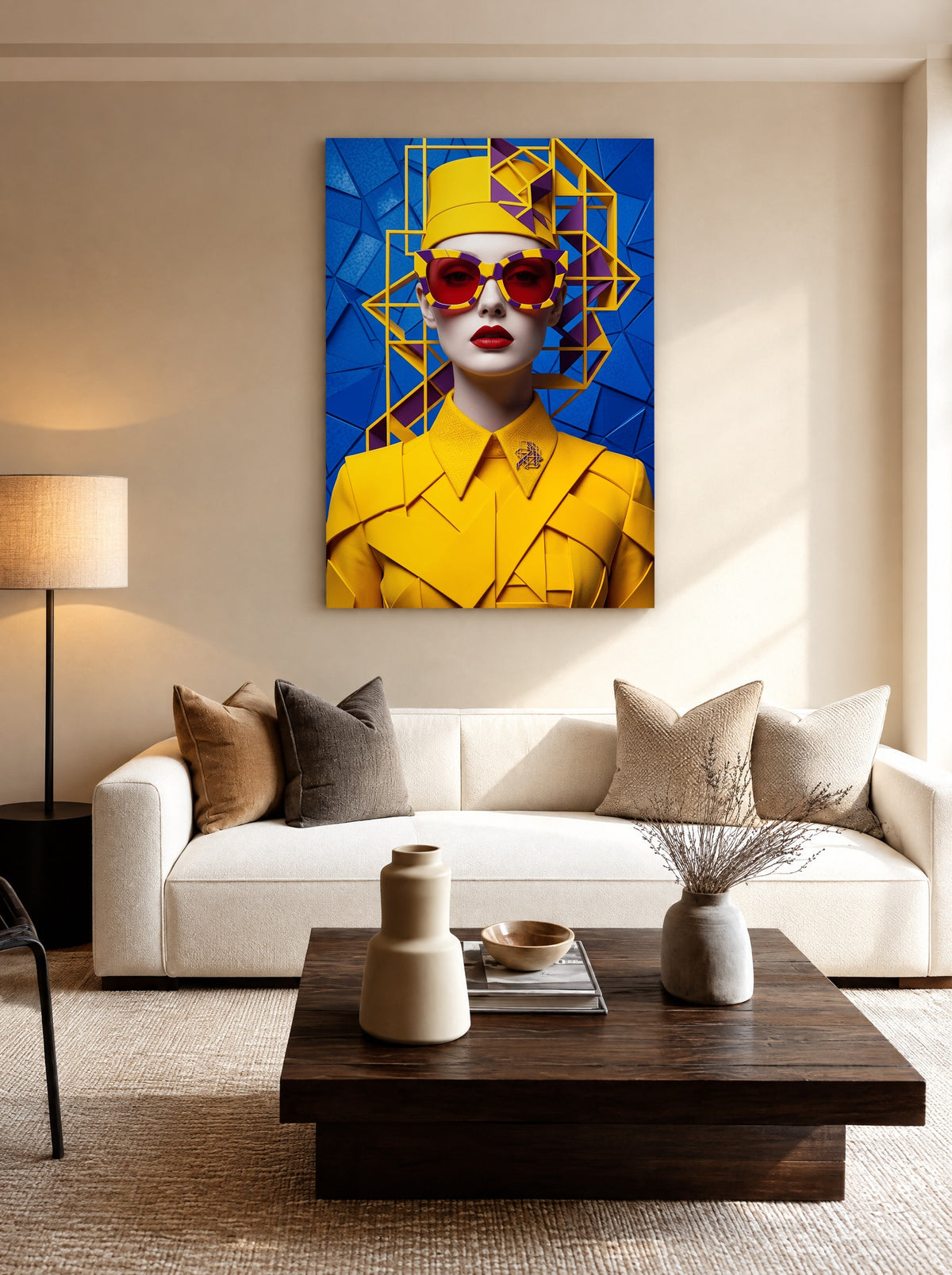Neon Royale Rebel als canvas zonder lijst aan de muur