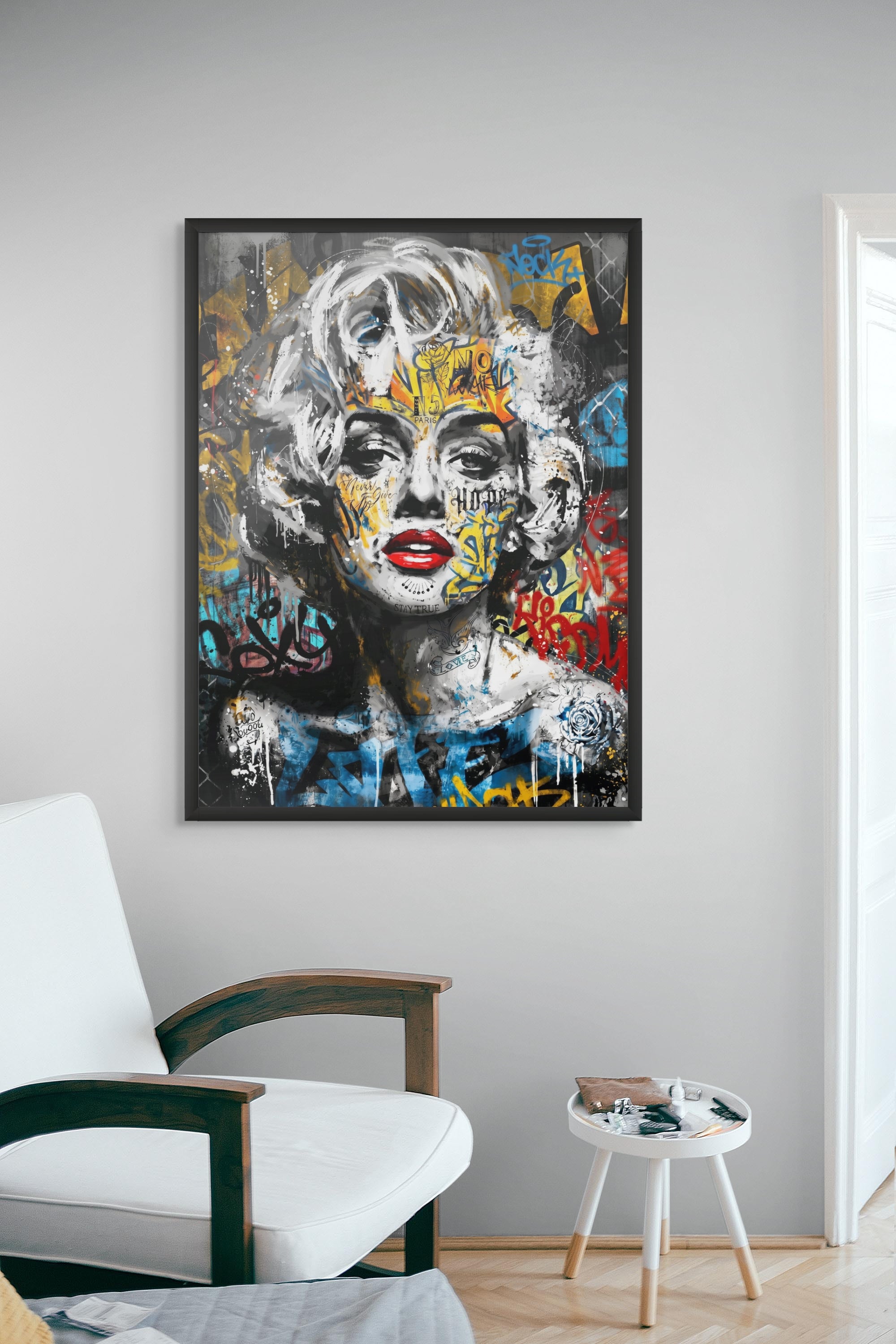 Neon Icoon Ontketend Wanddecoratie – Urban Pop Art Canvas Print