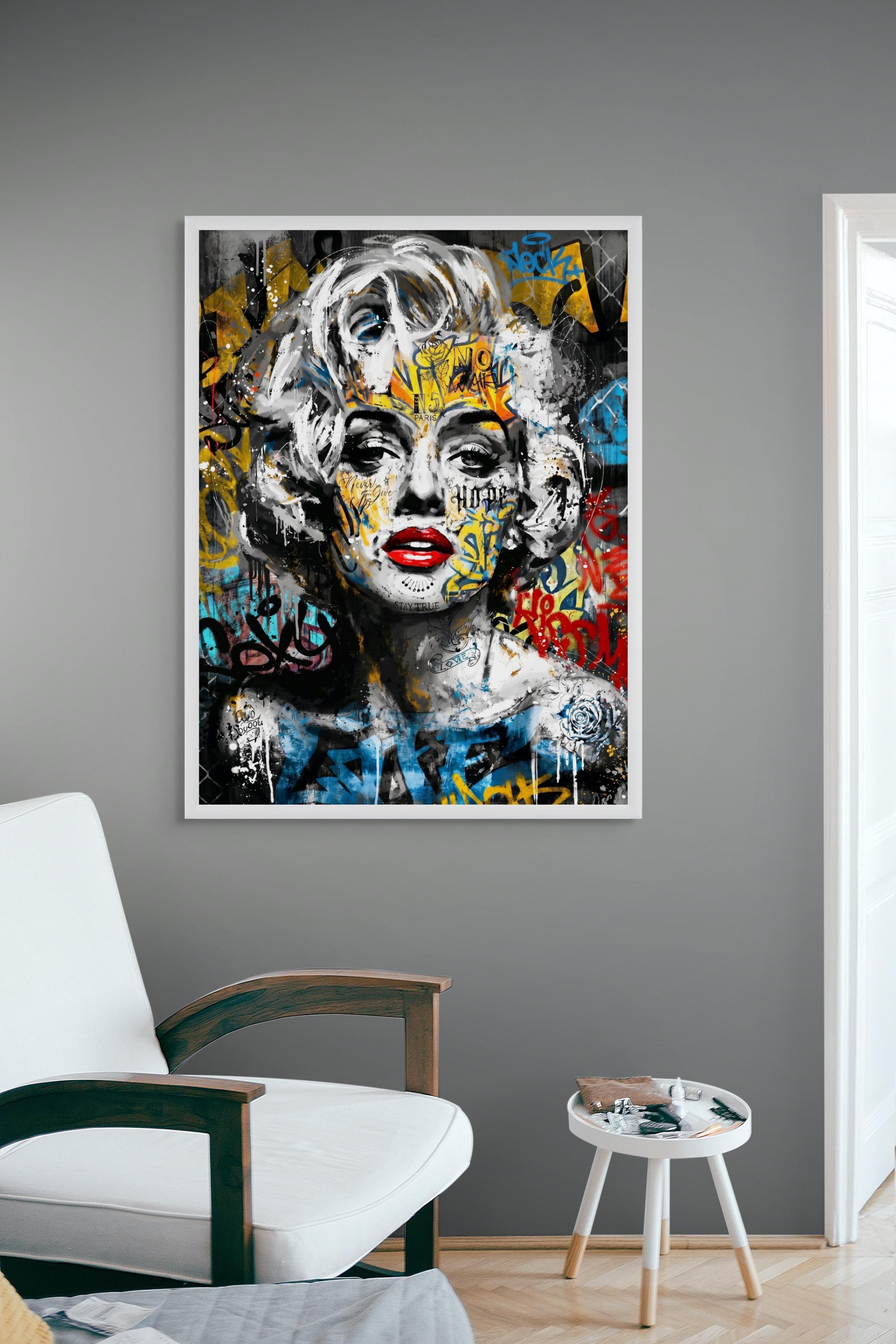 Neon Icoon Ontketend Wanddecoratie – Urban Pop Art Canvas Print