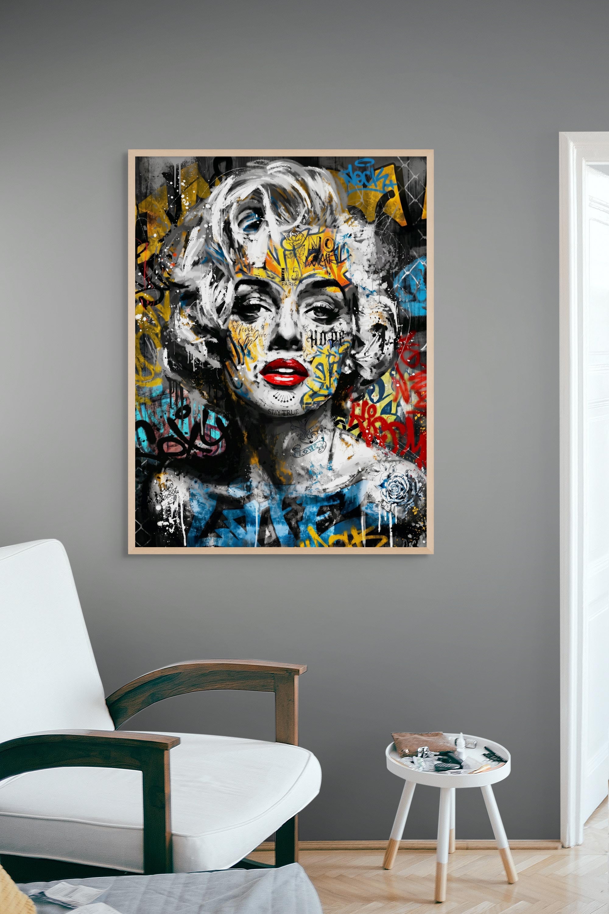 Neon Icoon Ontketend Wanddecoratie – Urban Pop Art Canvas Print