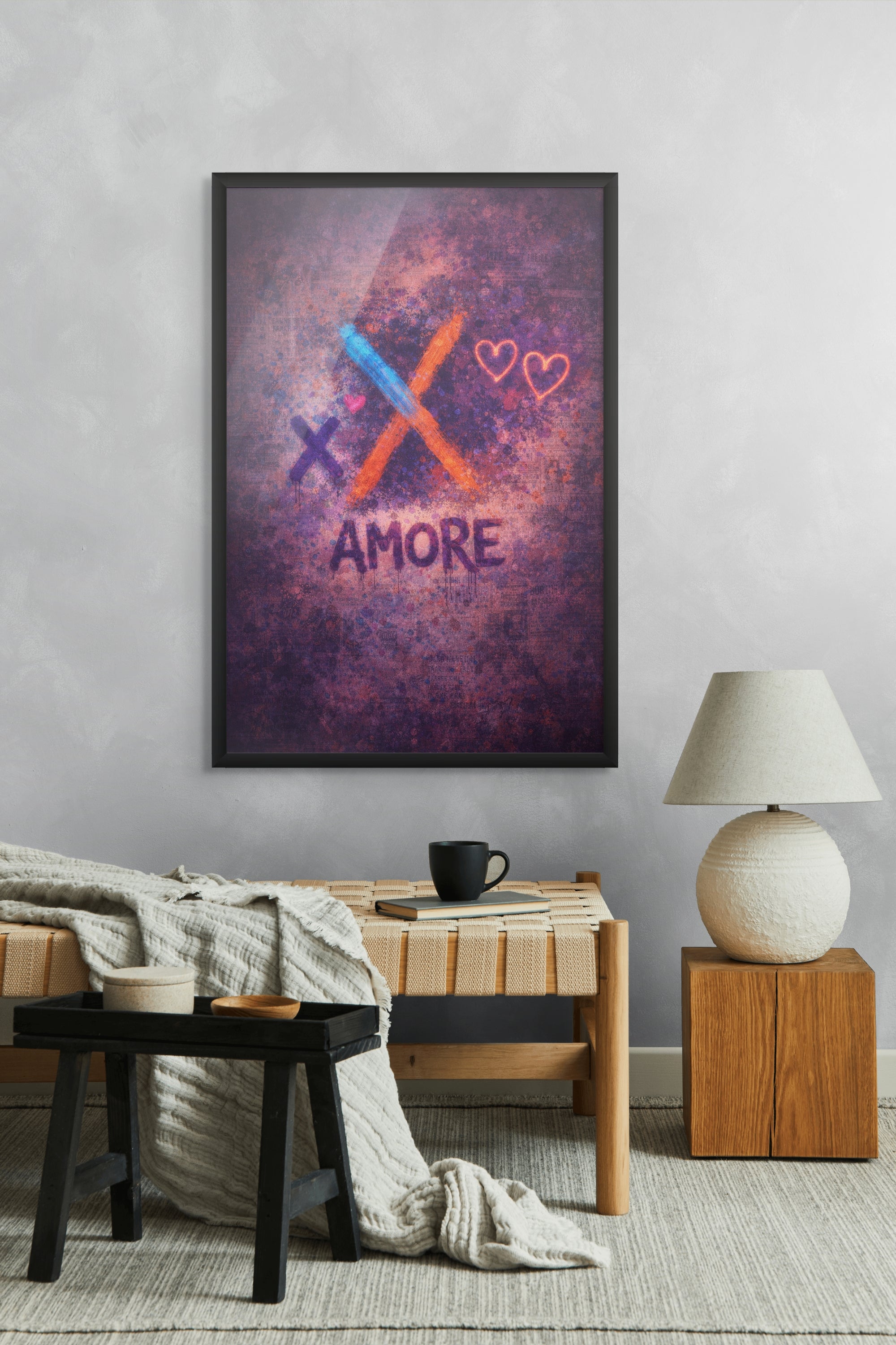 Neon Liefde-X Wanddecoratie – Modern Neon Art Canvas Print