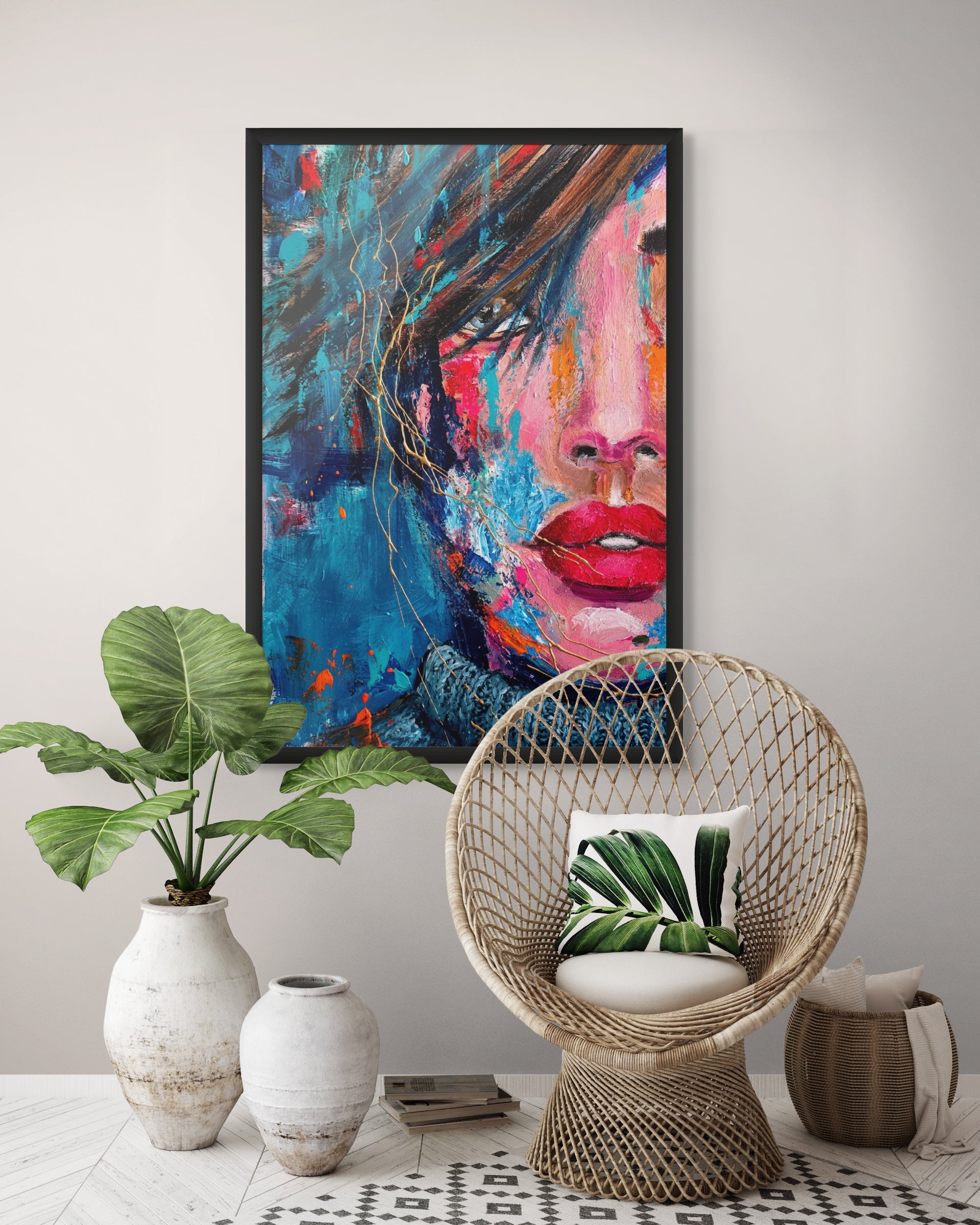 Neon Fashion Pop Art Wanddecoratie – Kleurrijke Canvas of Poster Print
