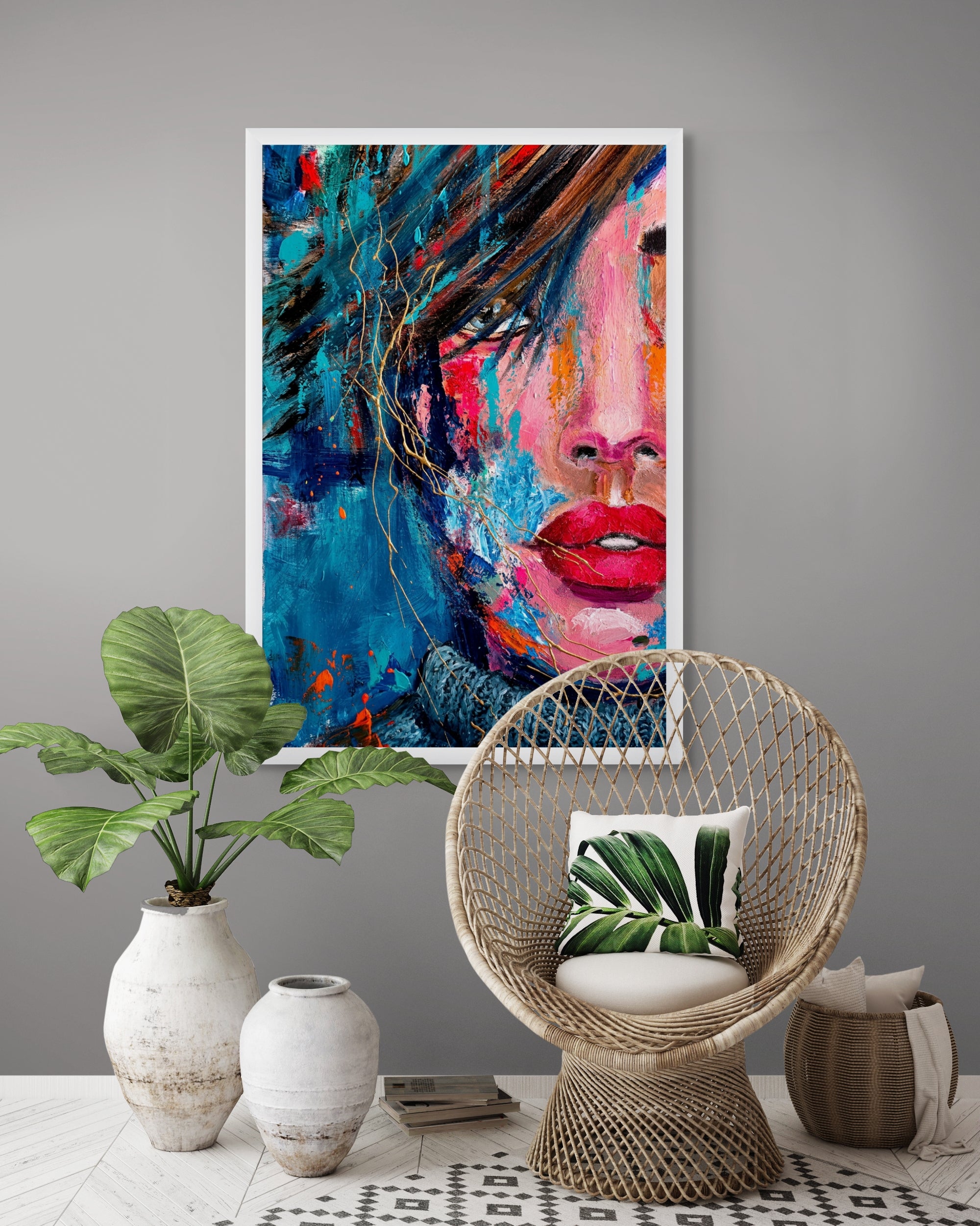 Neon Fashion Pop Art Wanddecoratie – Kleurrijke Canvas of Poster Print