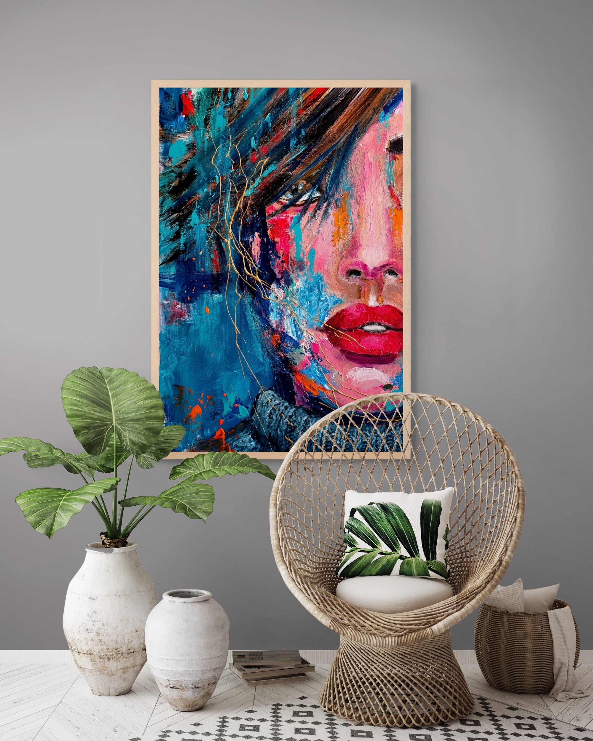 Neon Fashion Pop Art Wanddecoratie – Kleurrijke Canvas of Poster Print