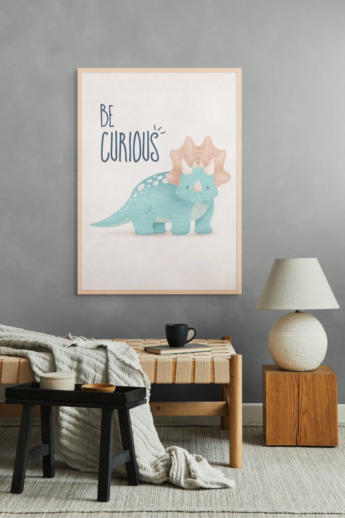 Nieuwsgierige Dino Droompoot Wanddecoratie | ArtifyCanvas