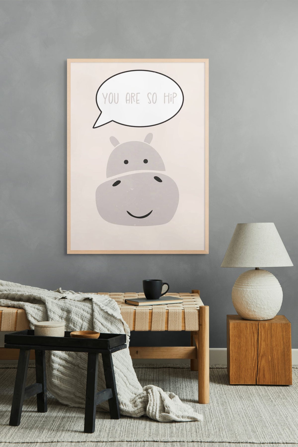 Nijlpaard met Grote Praatjes Wanddecoratie | ArtifyCanvas