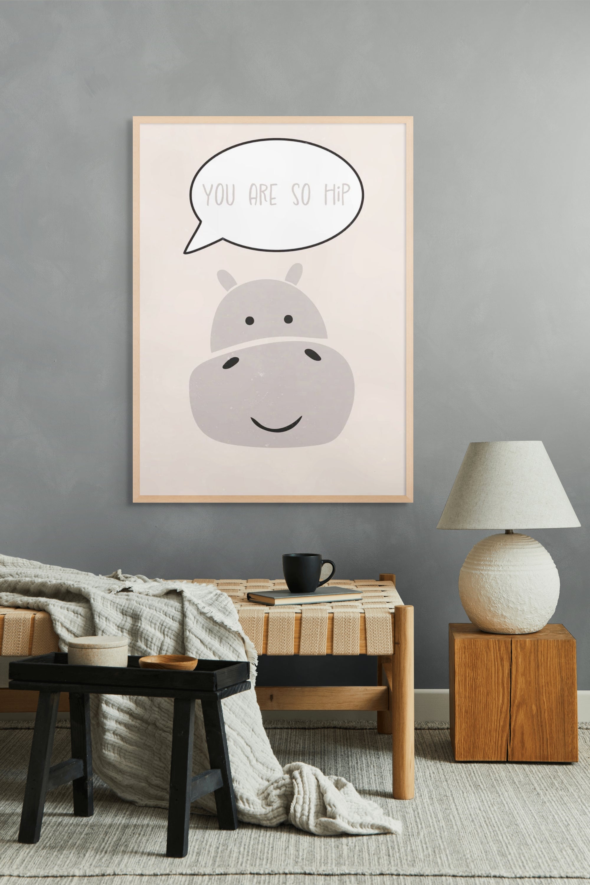 Nijlpaard met Grote Praatjes Wanddecoratie – Grappig Dieren Kinderkamer Canvas Print