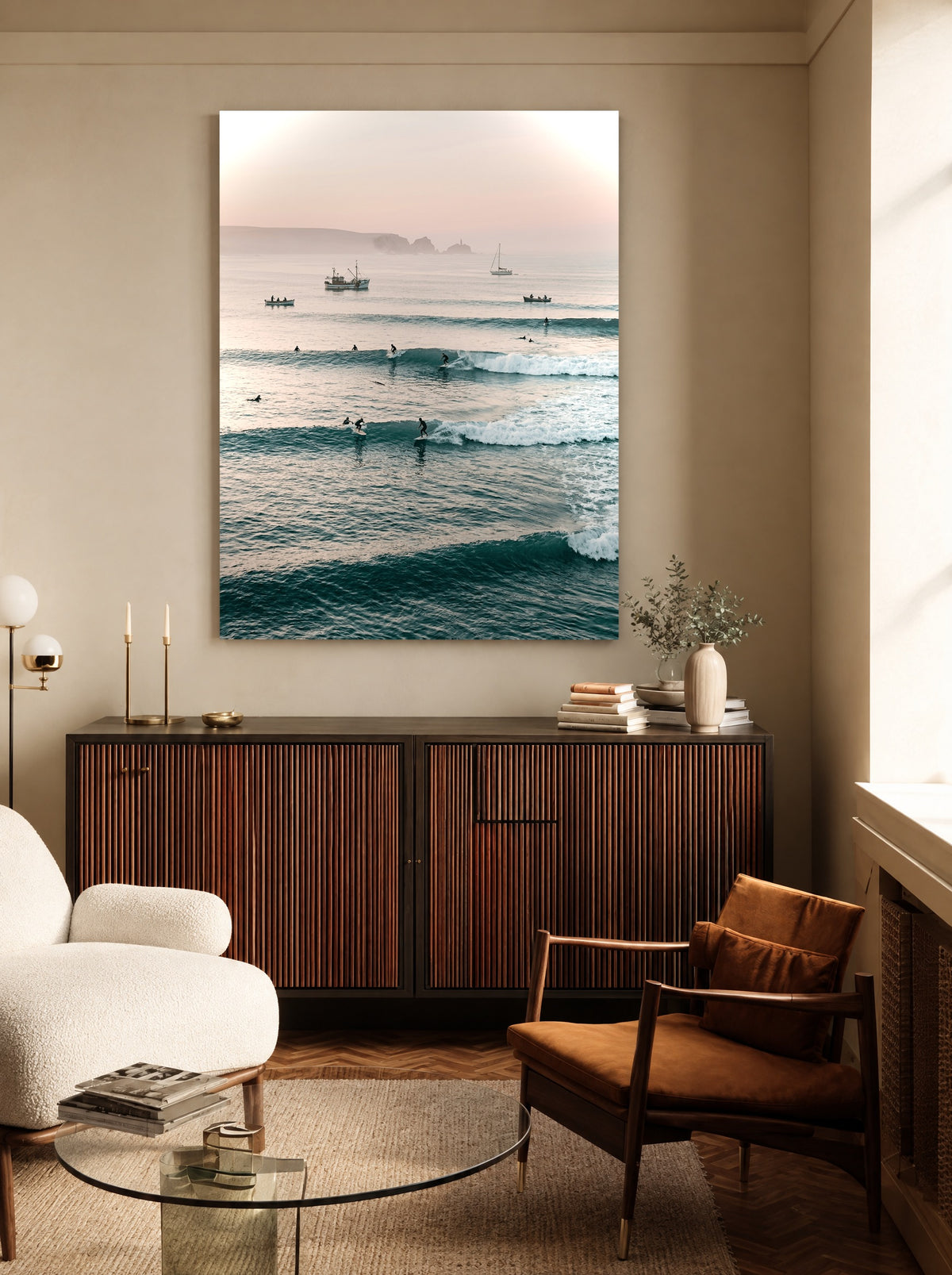 Ocean Rhythm at Dusk als canvas zonder lijst aan de muur