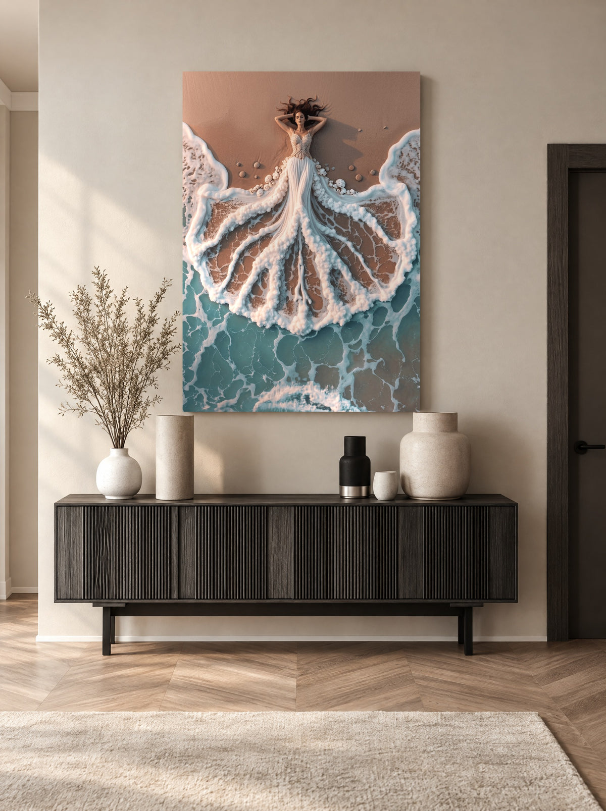 Ocean Whisper Bride als canvas zonder lijst aan de muur