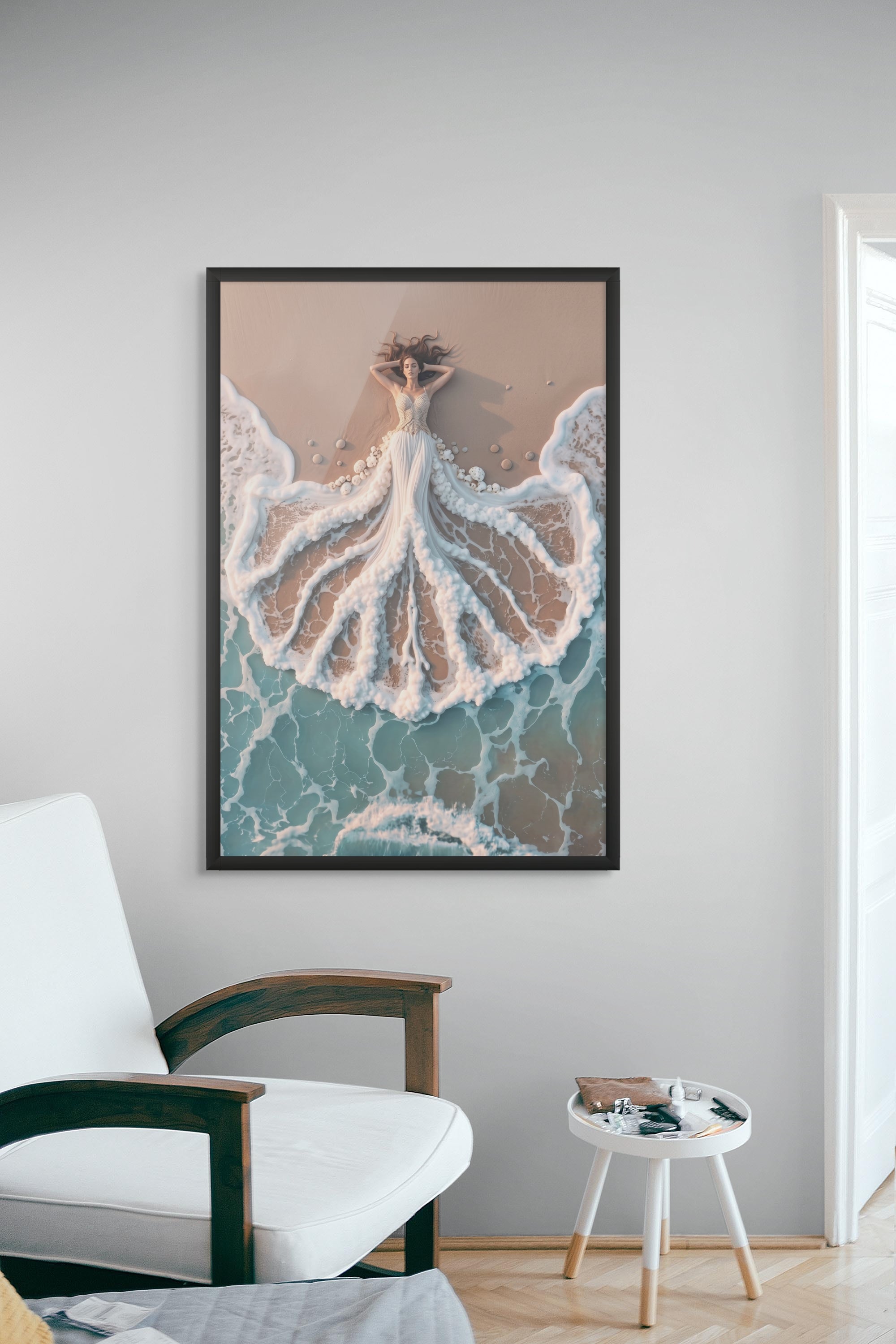 Oceaan Bruid Fluistering Wanddecoratie – Romantisch Kust Canvas Print