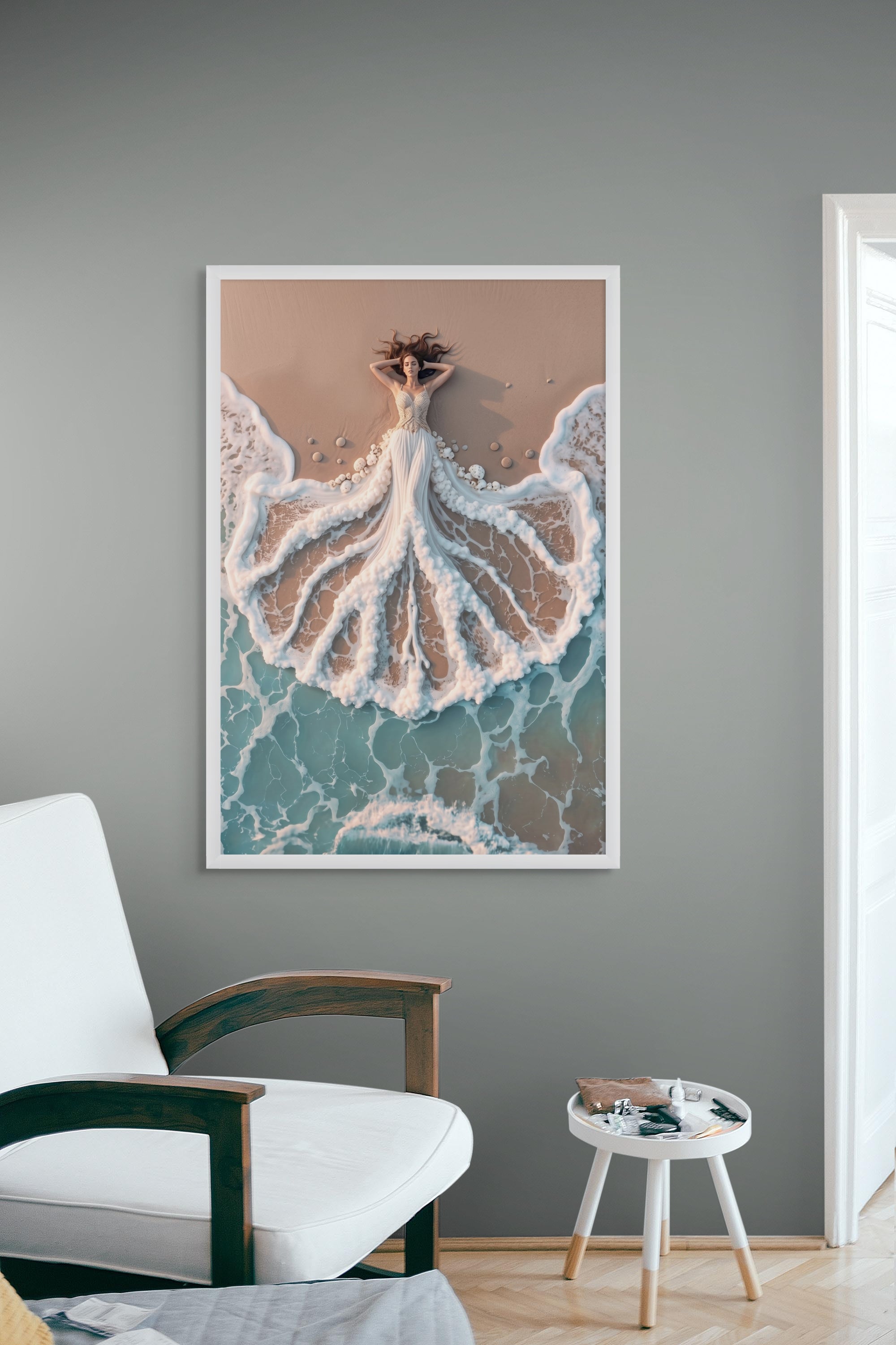 Oceaan Bruid Fluistering Wanddecoratie – Romantisch Kust Canvas Print