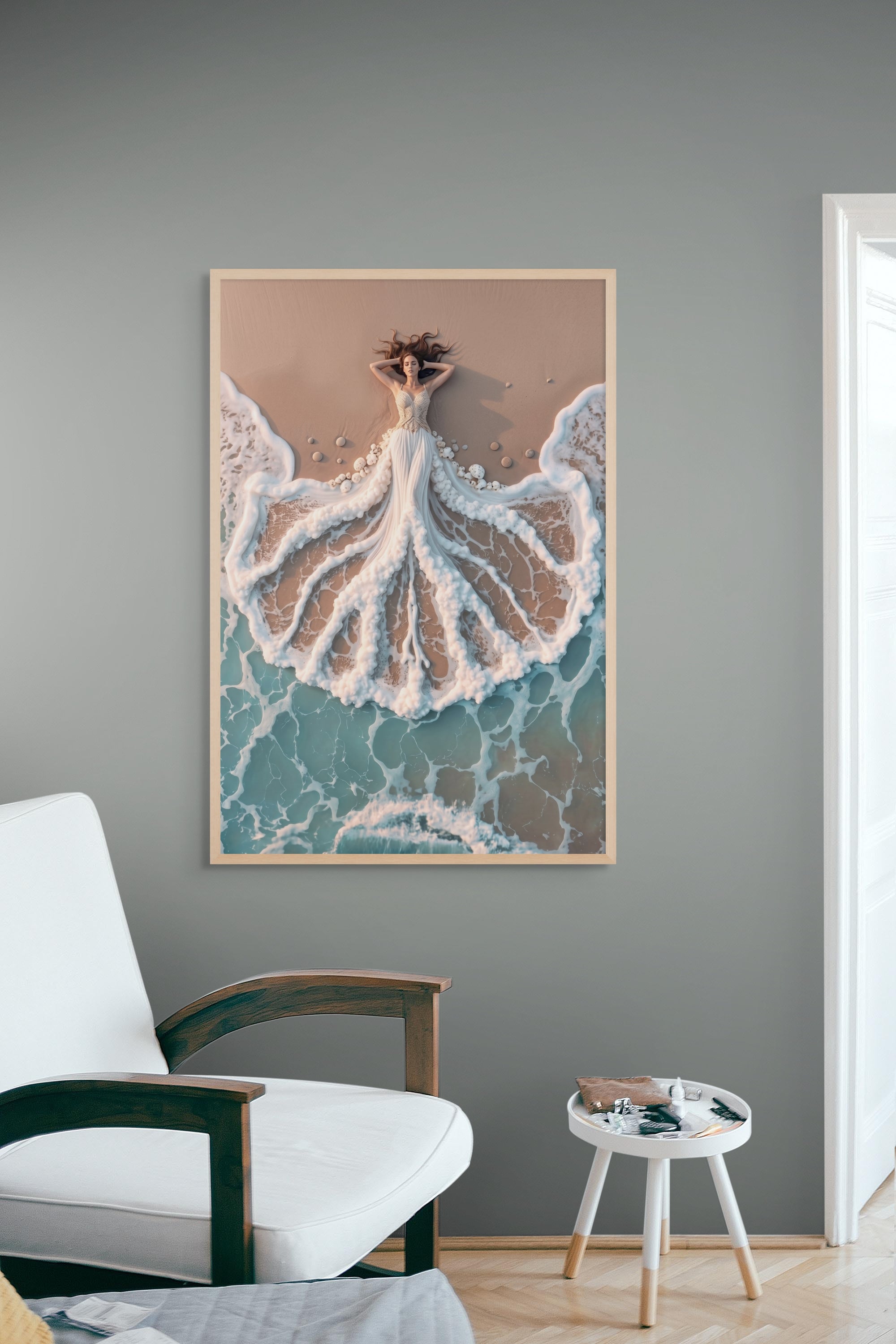 Oceaan Bruid Fluistering Wanddecoratie – Romantisch Kust Canvas Print