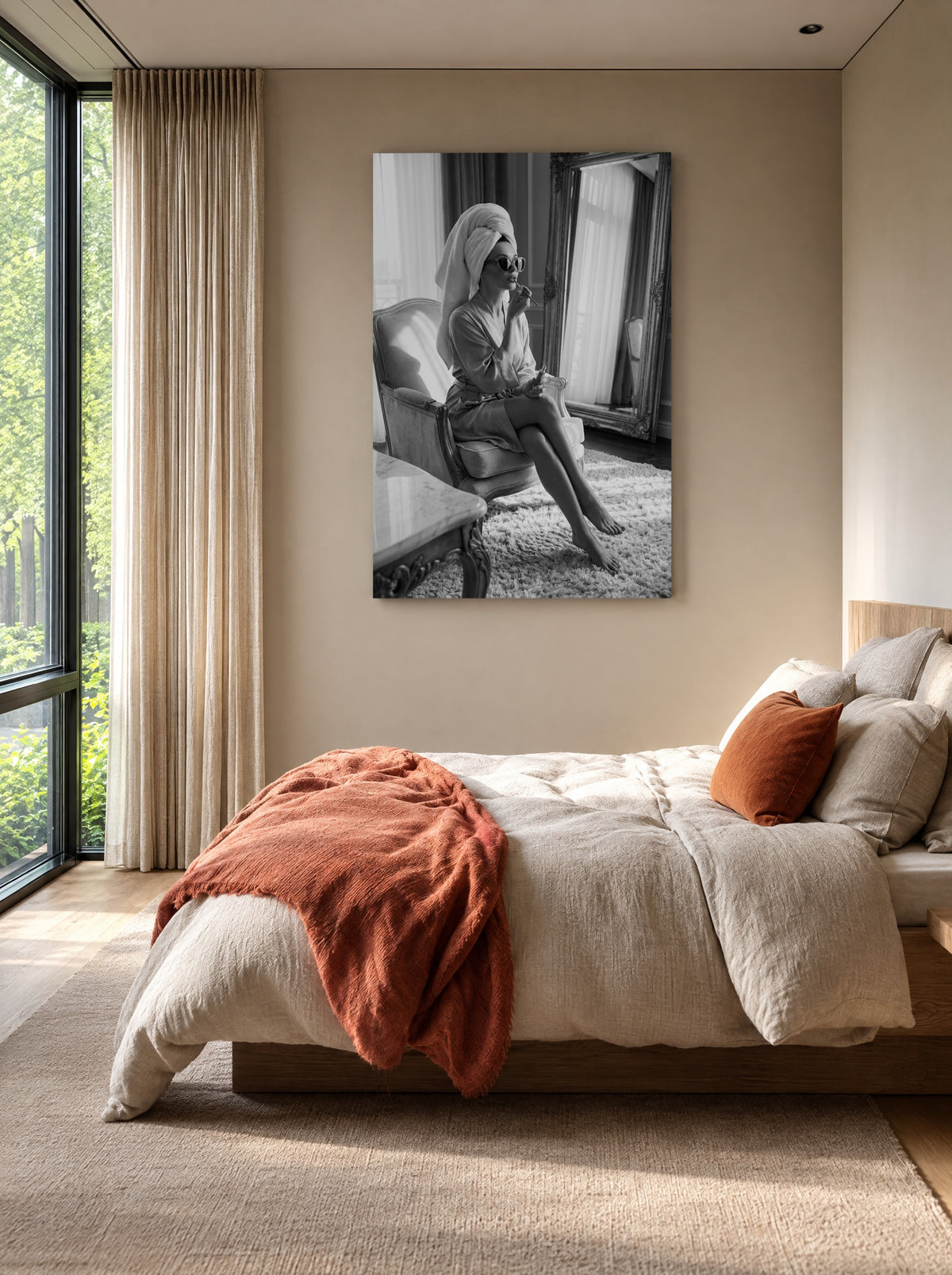 Ochtendglamour in Stilte als canvas zonder lijst aan de muur