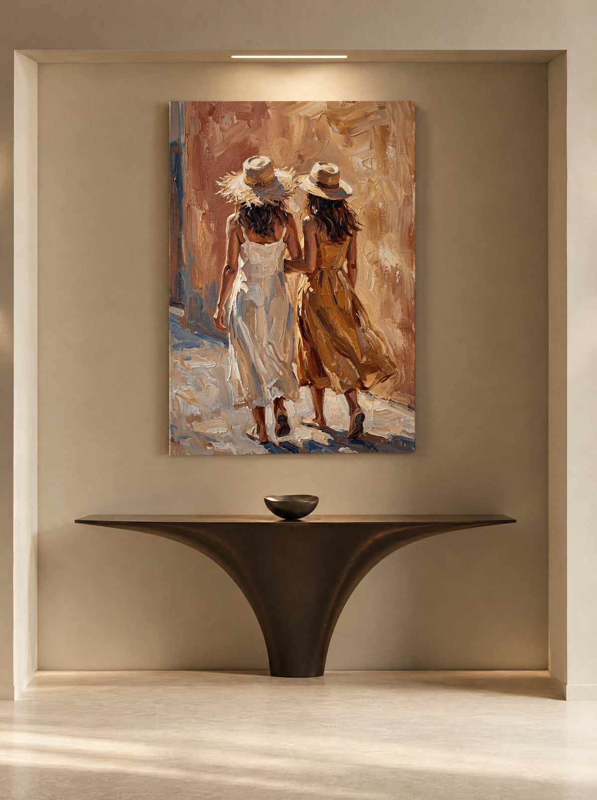 Onder Twee Hoeden als canvas zonder lijst aan de muur